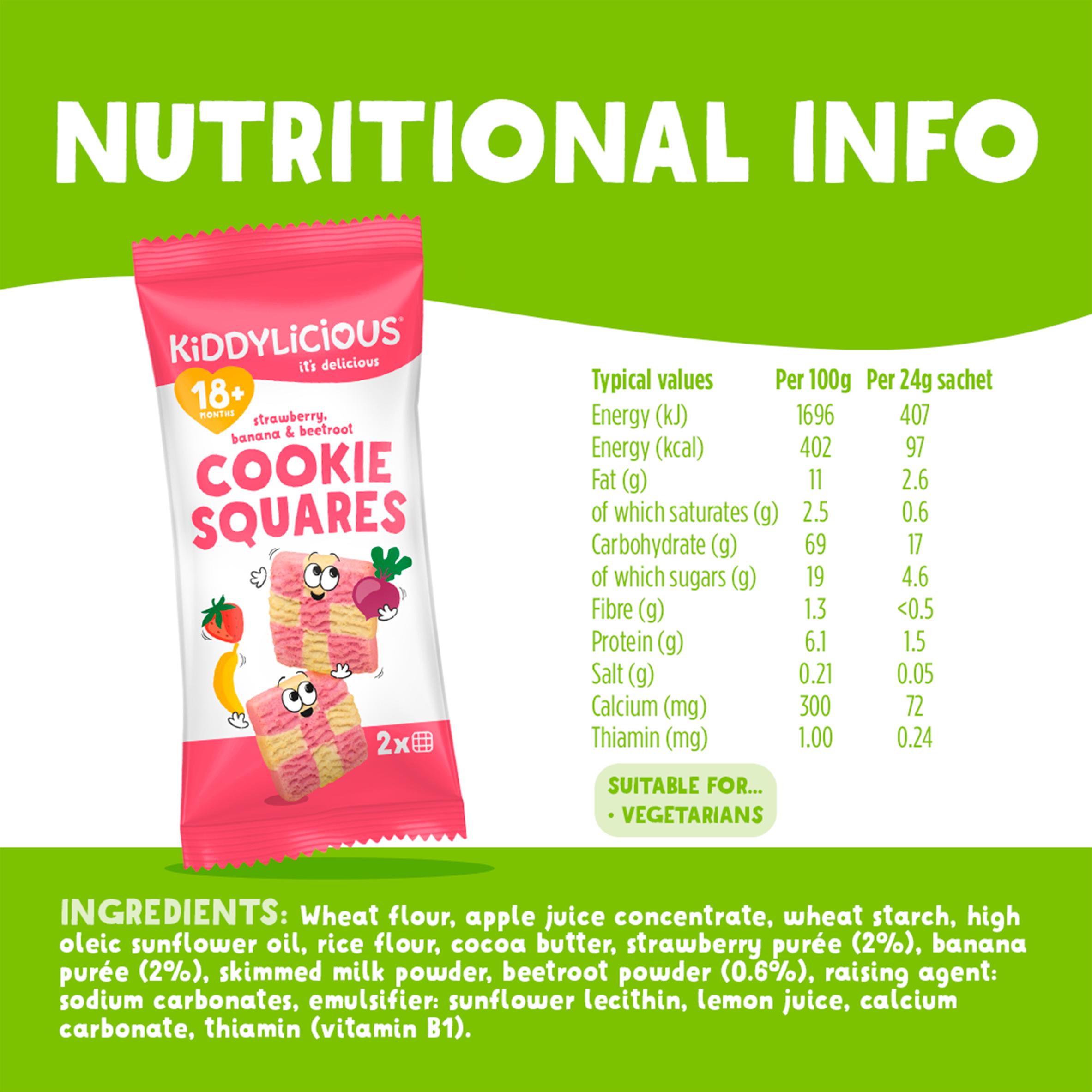 Kiddylicious Strawberry, Banana & Beetroot Cookie Squares Baby Snacks 6x24g thumbnail 3