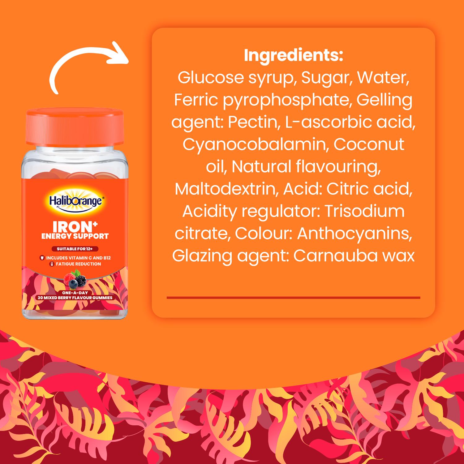 Haliborange Iron+ Energy Support One a Day Mixed Berry Flavour Gummies x30 thumbnail 4