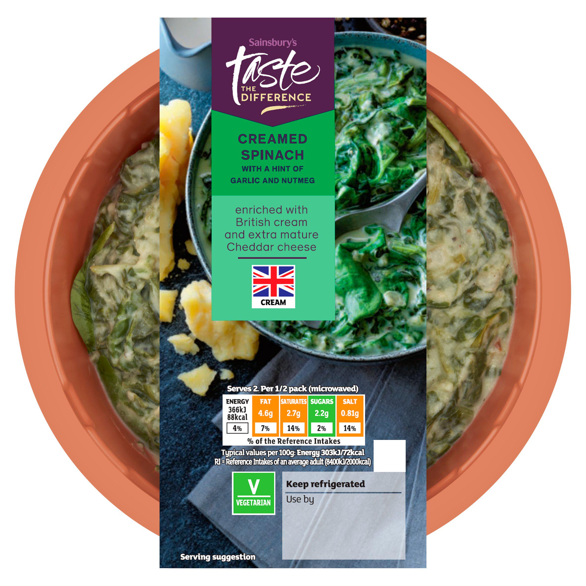 Sainsbury's Creamed Spinach, Taste the Difference 250g