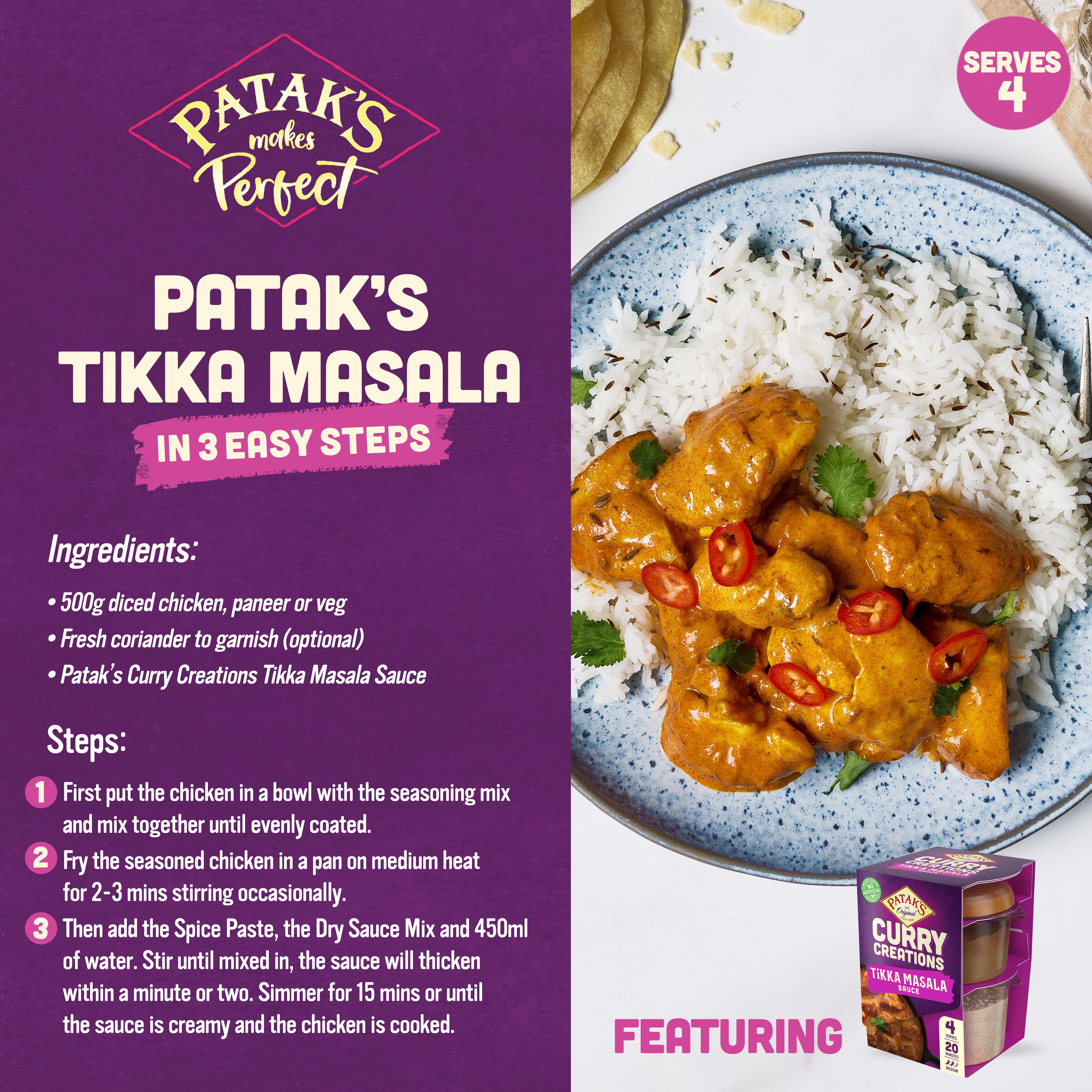 Patak's Tikka Masala Curry Creations Sauce Kit 160g thumbnail 2