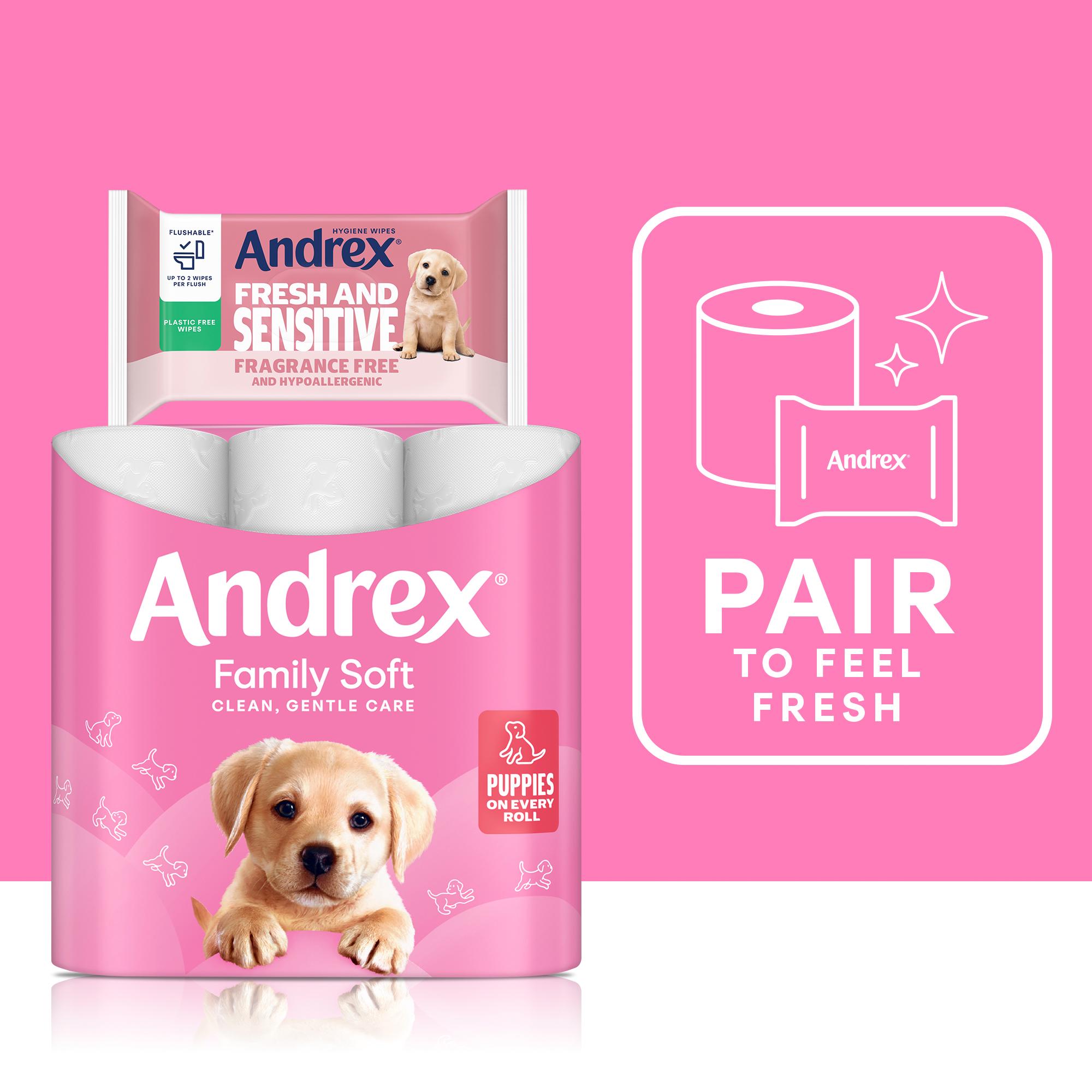 Andrex Fresh & Sensitive Flushable Moist Toilet Tissue Wipes Quad Pack 4x30 thumbnail 3