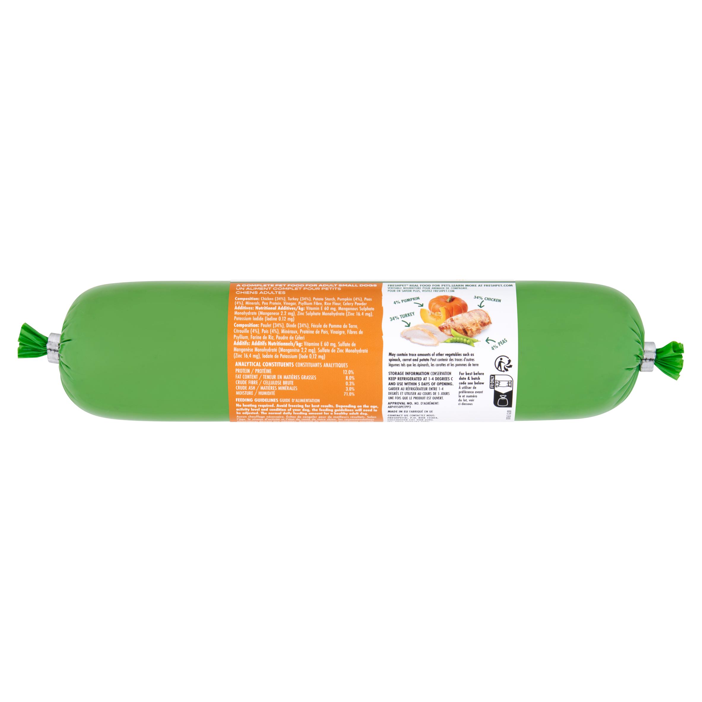 Freshpet Small Dog Chicken & Turkey Recipe with Pumpkin & Peas 400g thumbnail 2