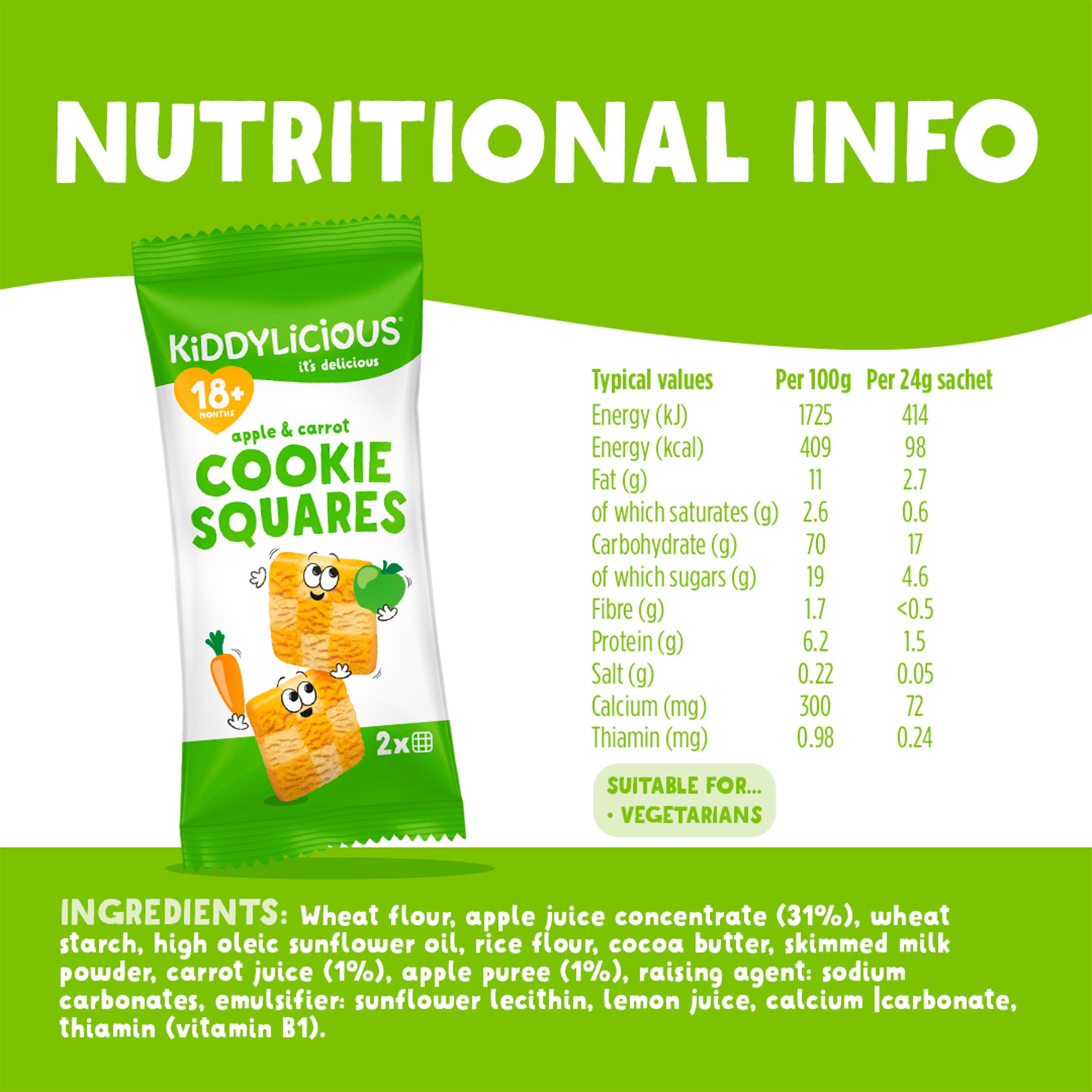 Kiddylicious Apple & Carrot Cookie Squares Baby Snacks 6x24g thumbnail 3