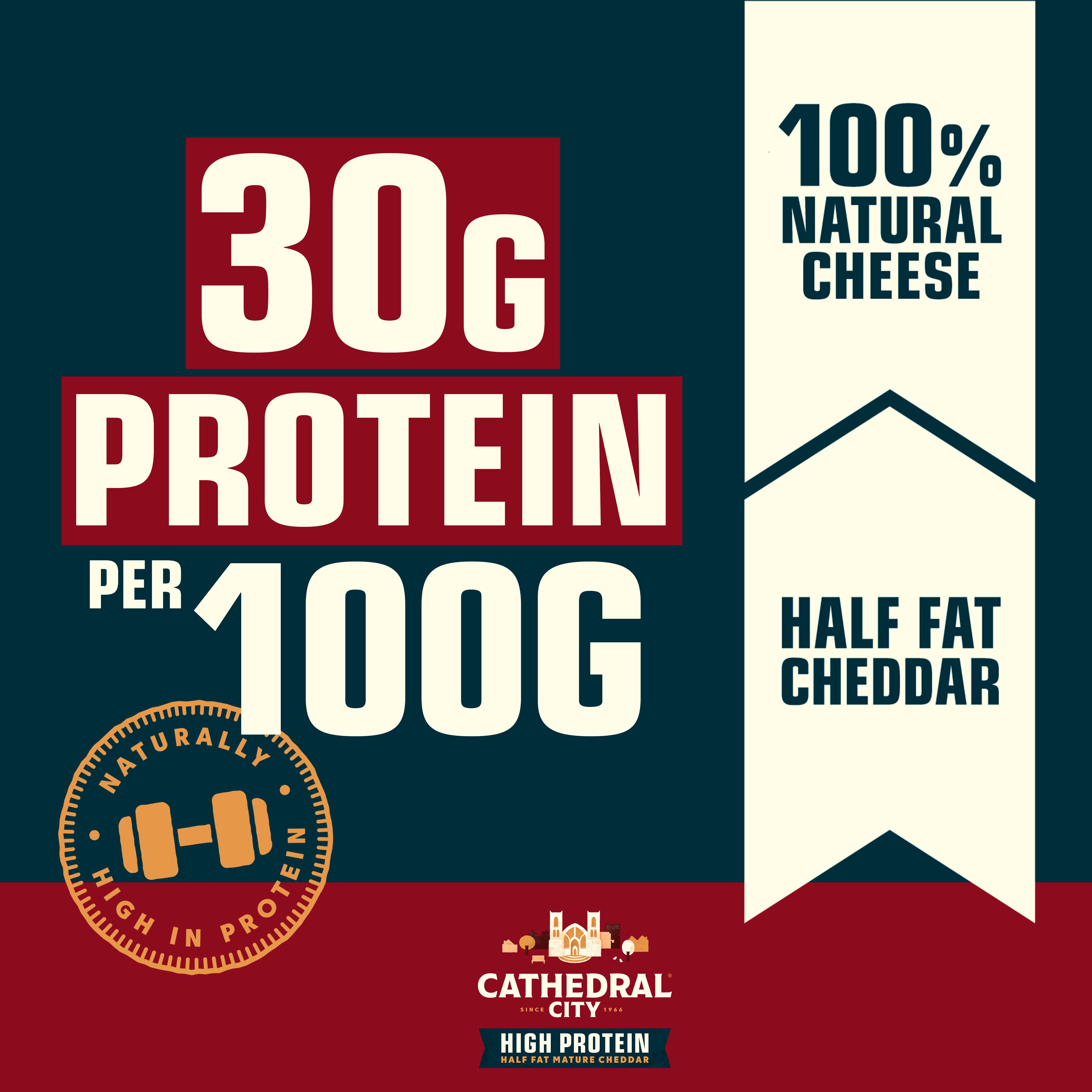 Cathedral City High Protein Half Fat Mature Cheddar Cheese Mini Blocks 6x20g thumbnail 2