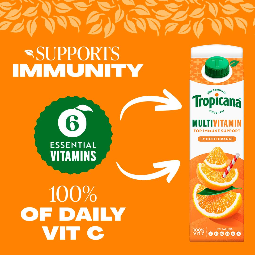 Tropicana Multivitamin Smooth Orange Fruit Juice 850ml thumbnail 2