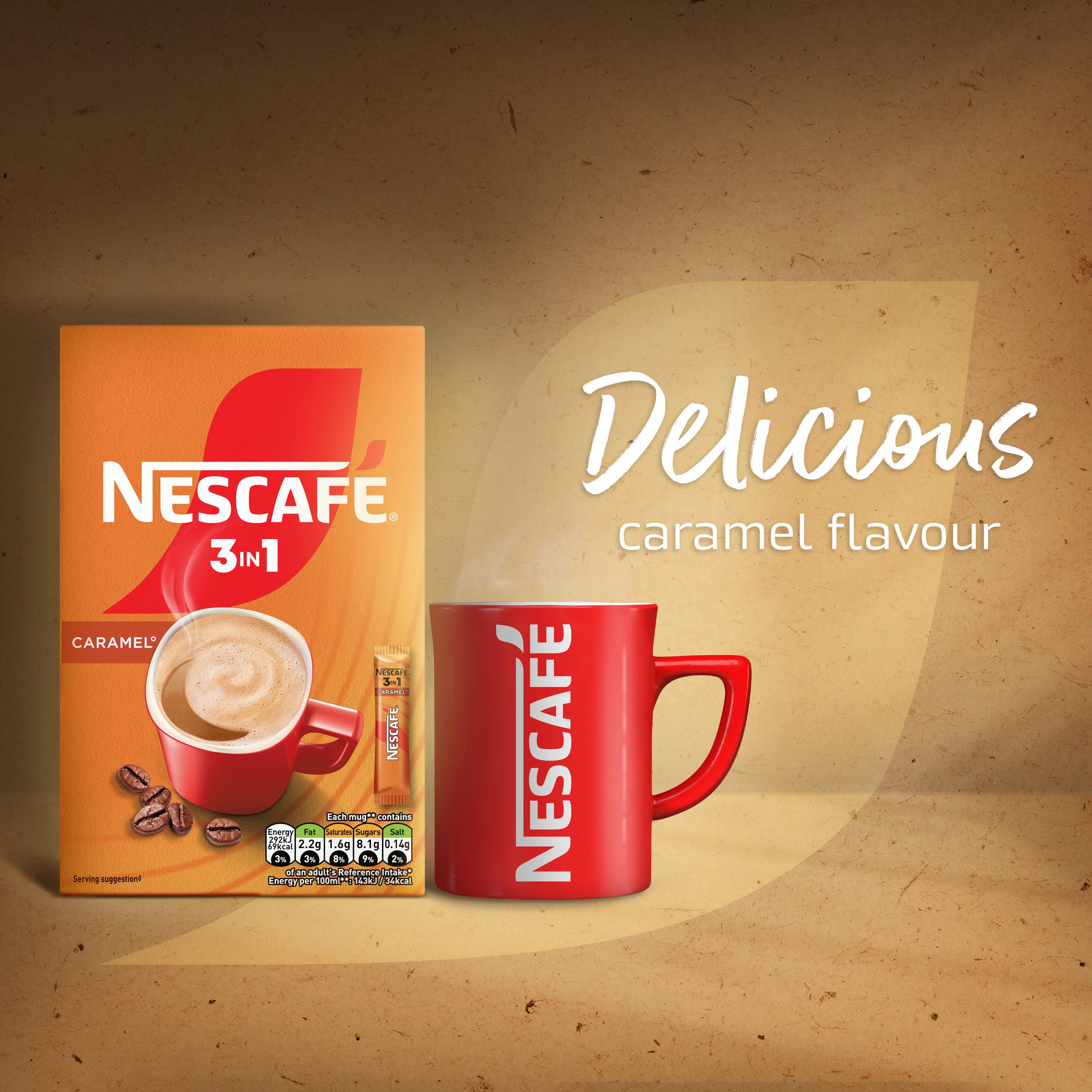 Nescafe 3 In 1 Caramel Instant Coffee Sachets 12x16g thumbnail 3