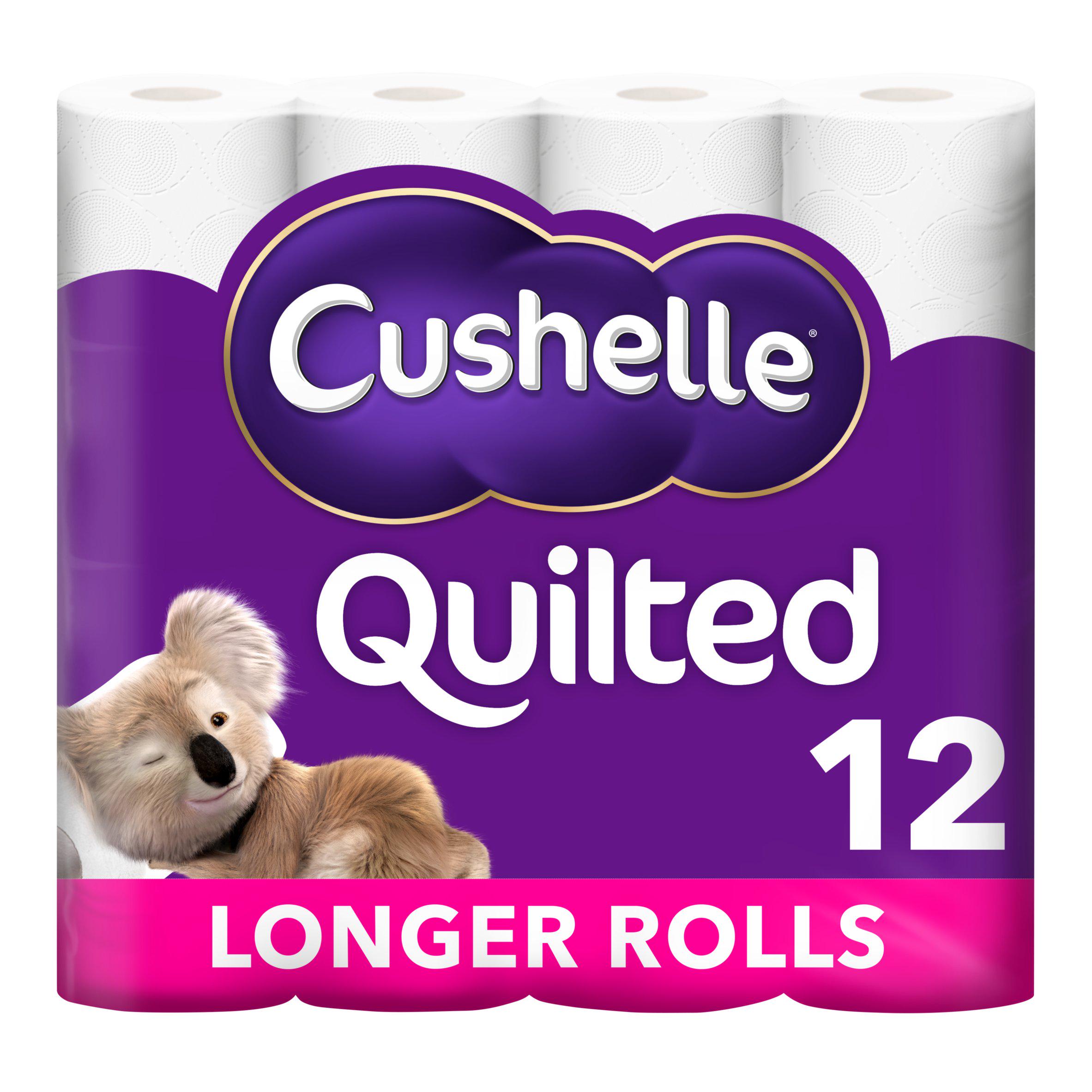 Cushelle Quilted Toilet Rolls 12 Mega Rolls 50% Longer Lasting