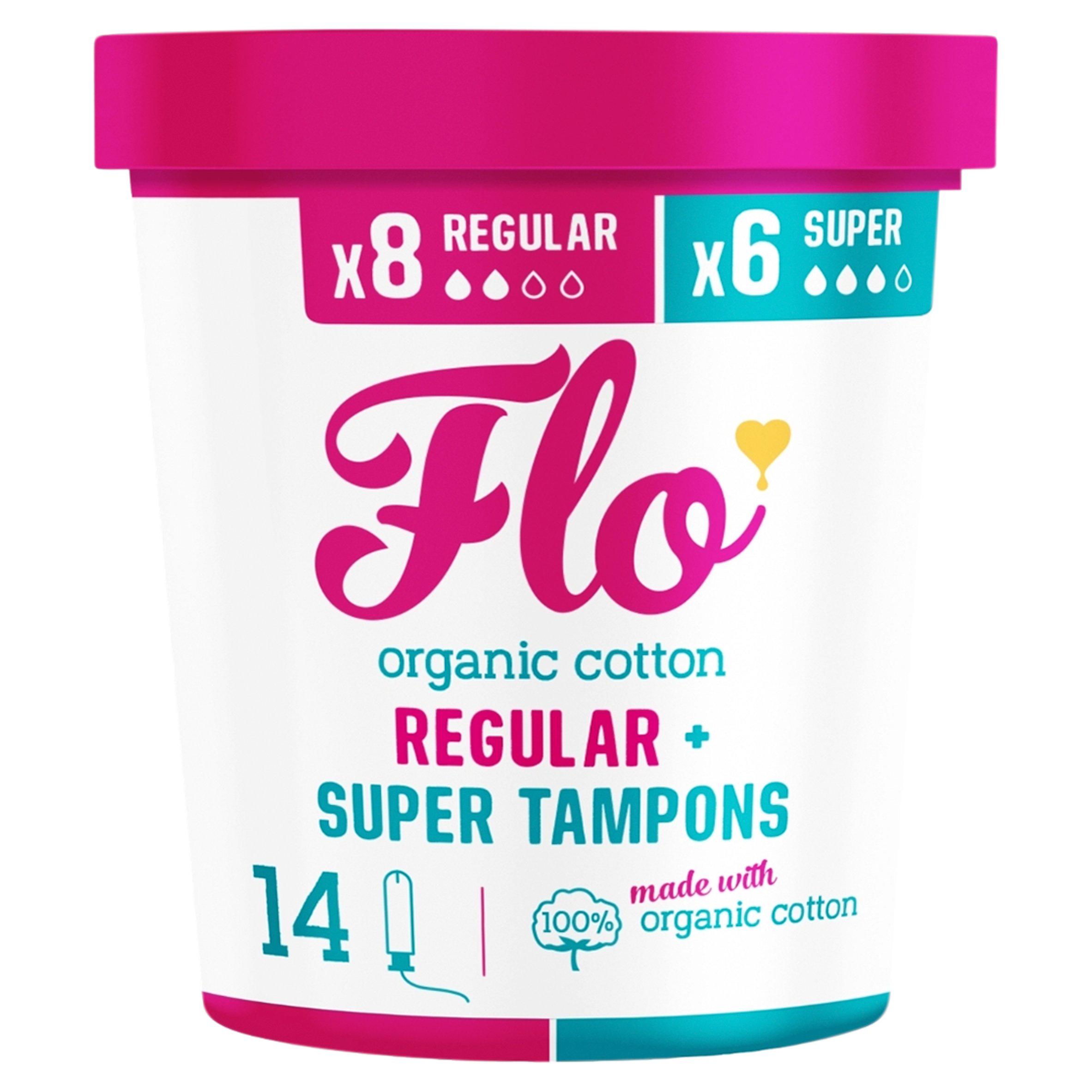 FLO Organic Applicator Tampons, Regular + Super Combo Pack