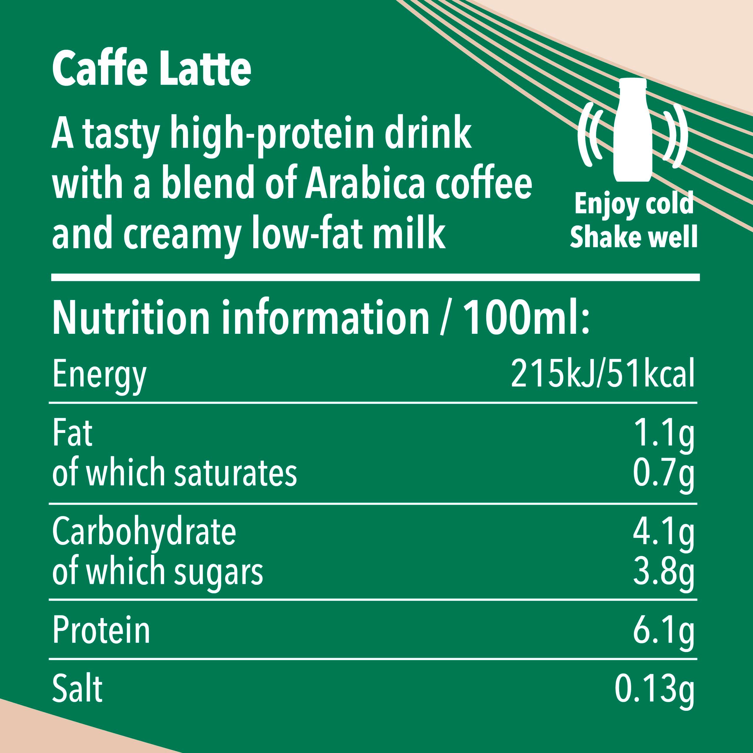 Starbucks Caffe Latte Protein Drink with Coffee 330ml thumbnail 2