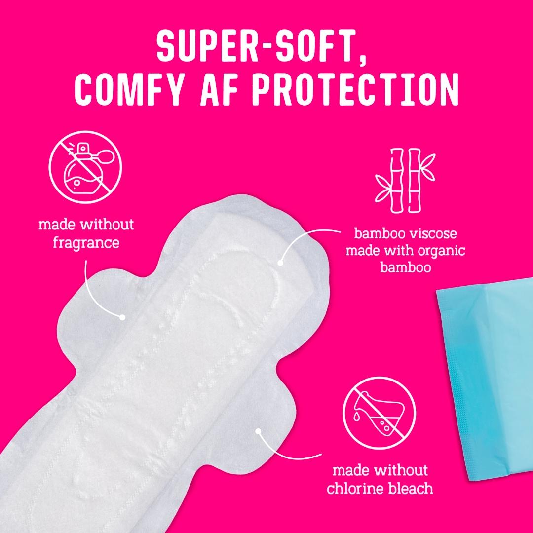 Flo Bamboo Super Absorbent Soft Thin Night Period Pads with Wings x14 thumbnail 2