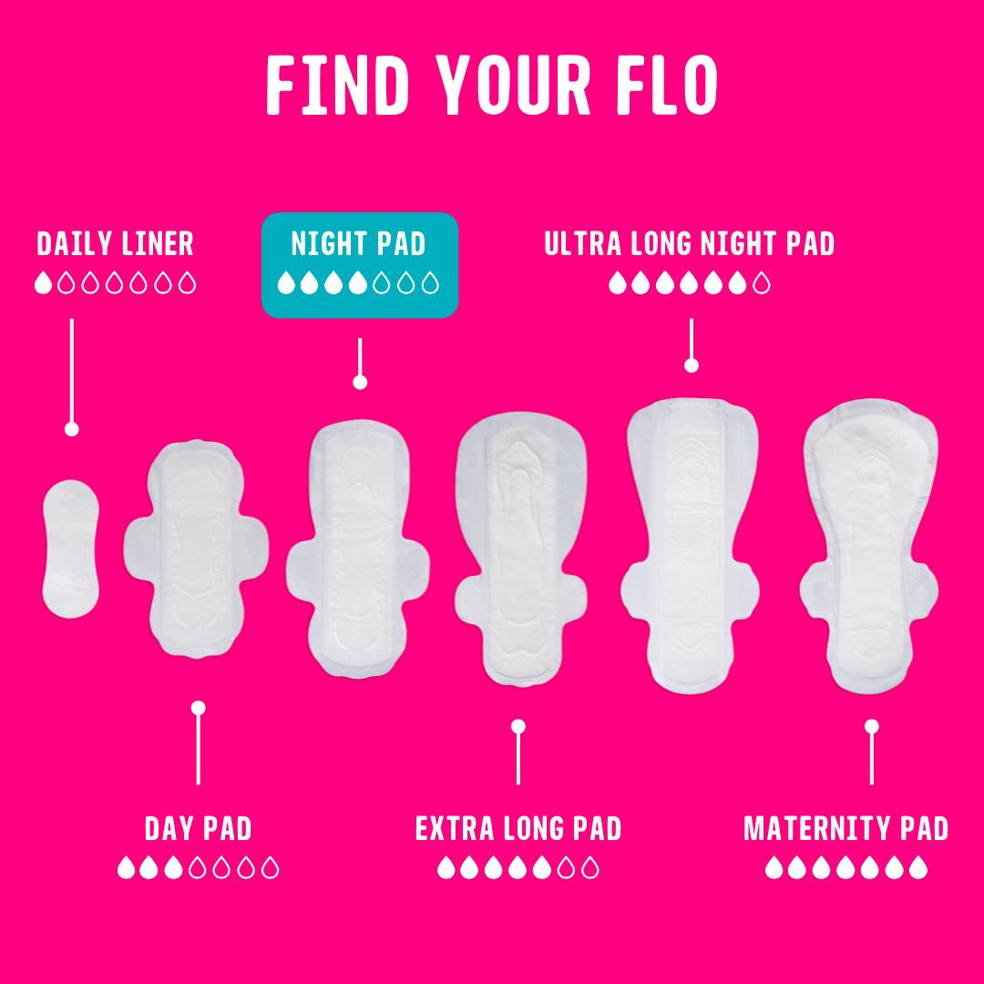 Flo Bamboo Super Absorbent Soft Thin Night Period Pads with Wings x14 thumbnail 5