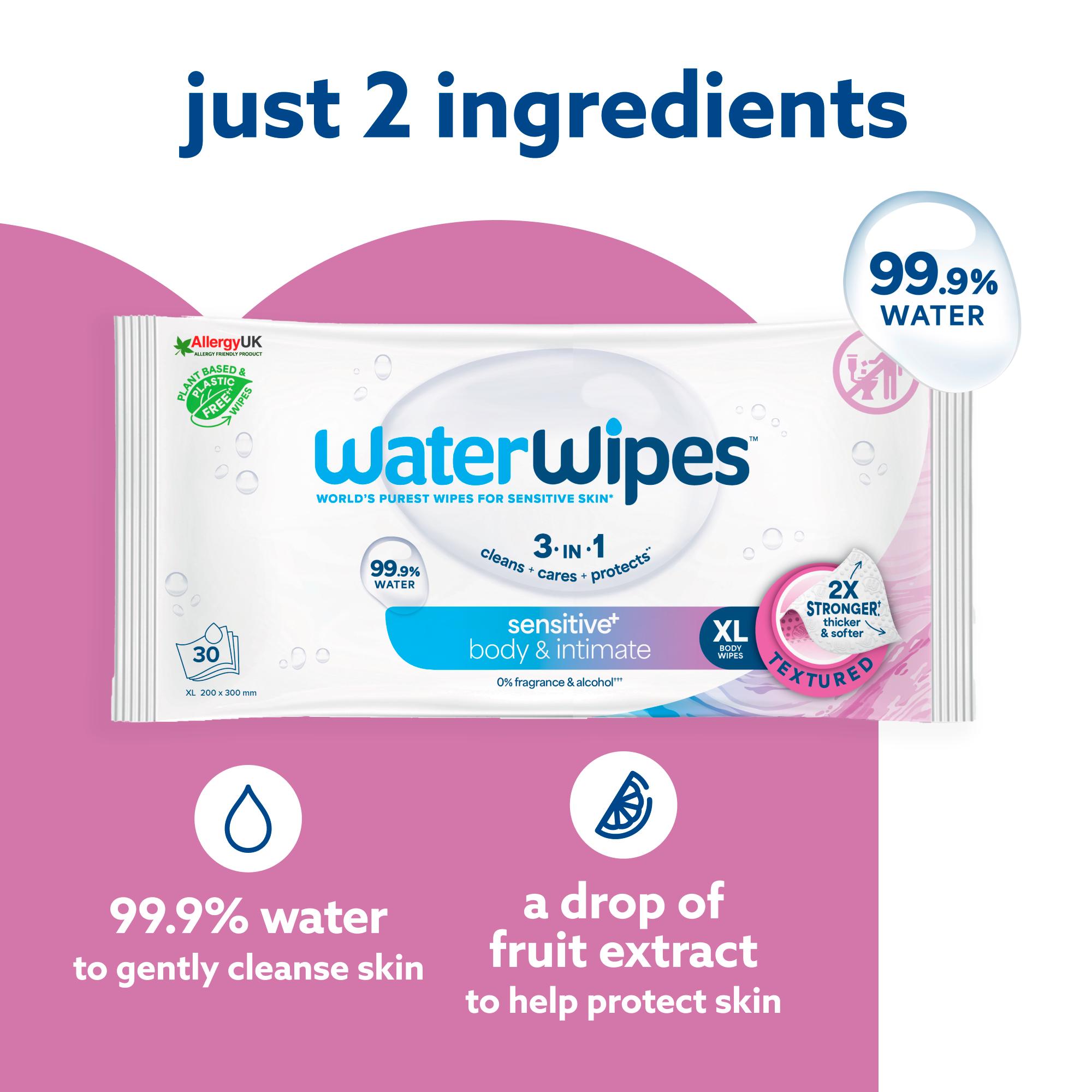 WaterWipes Adult Care Incontinence Sensitive Wipes x30 thumbnail 3