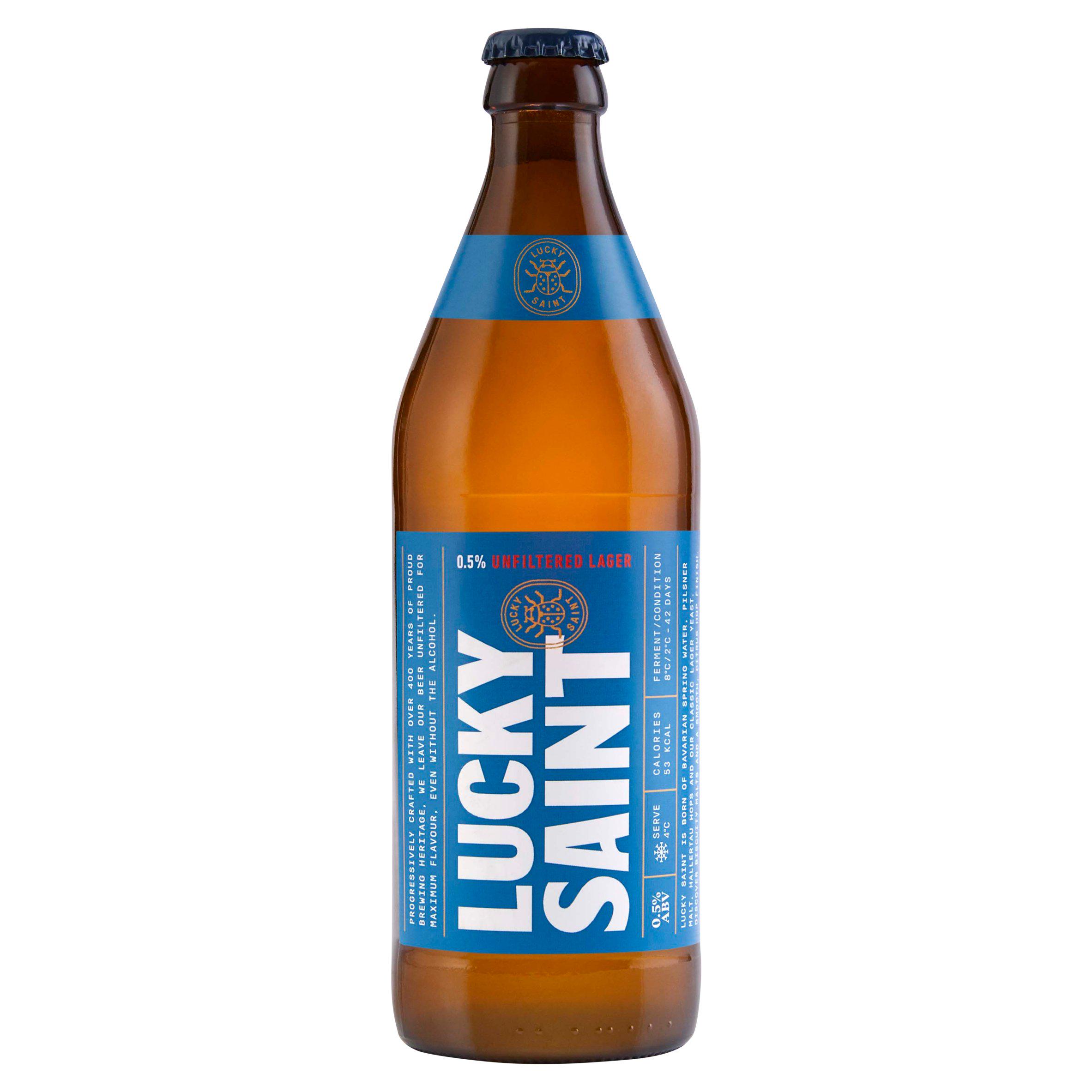 Lucky Saint 0.5% Low Alcohol Unfiltered Lager 500ml