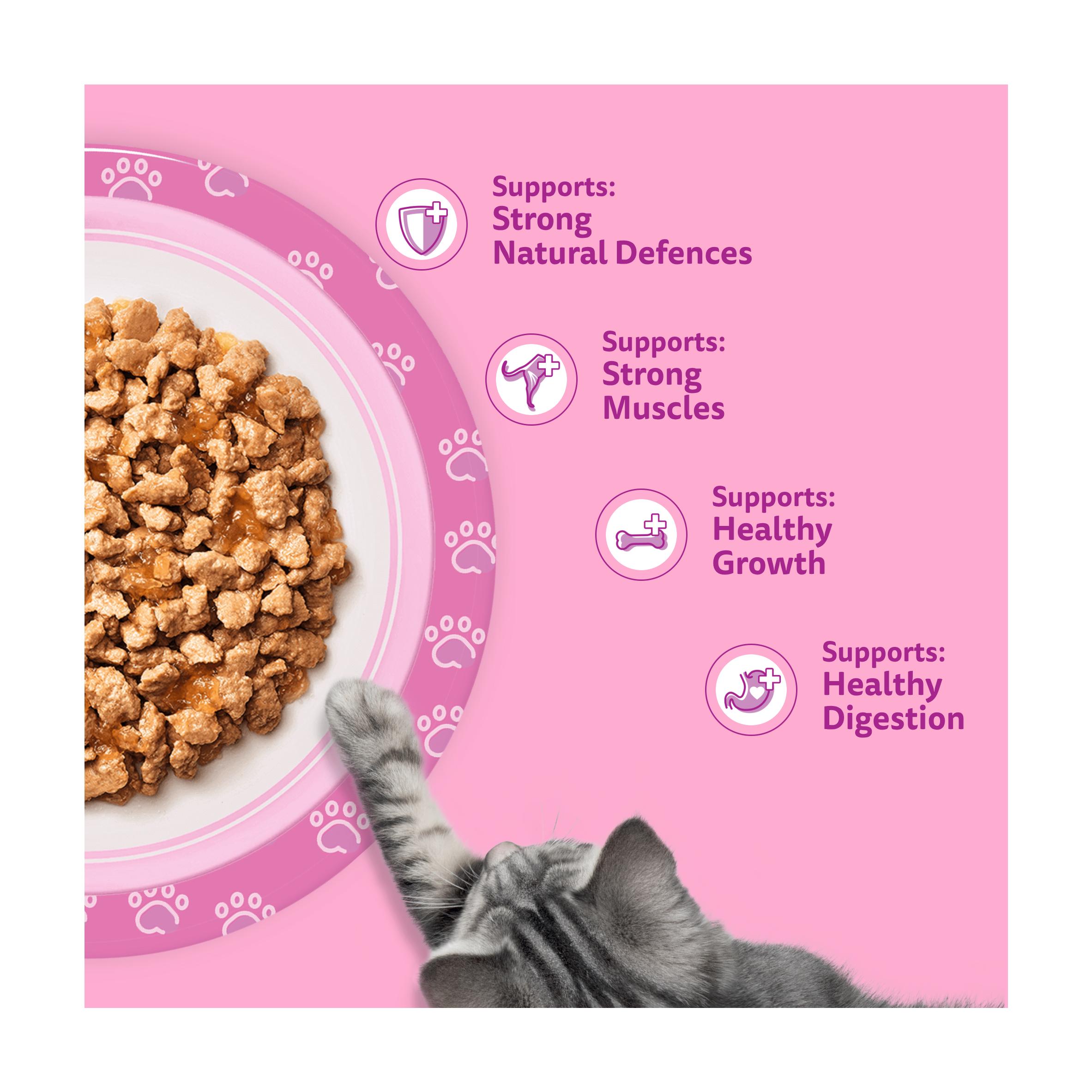 Whiskas Kitten Poultry Feasts Wet Cat Food Pouches in Jelly 40 x 85g thumbnail 3