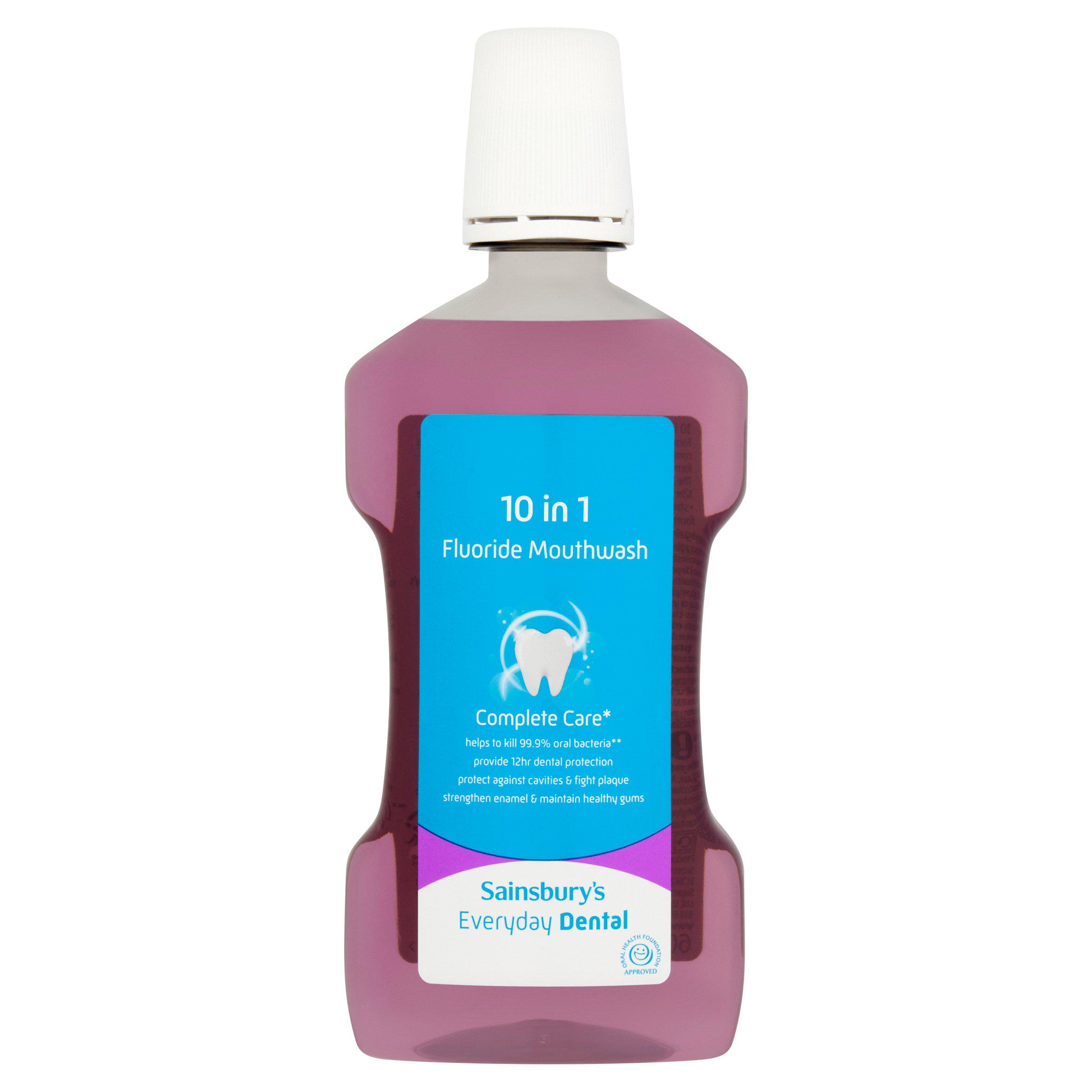 Sainsbury's Everyday Dental 10 in 1 Fluoride Mouthwash 600ml
