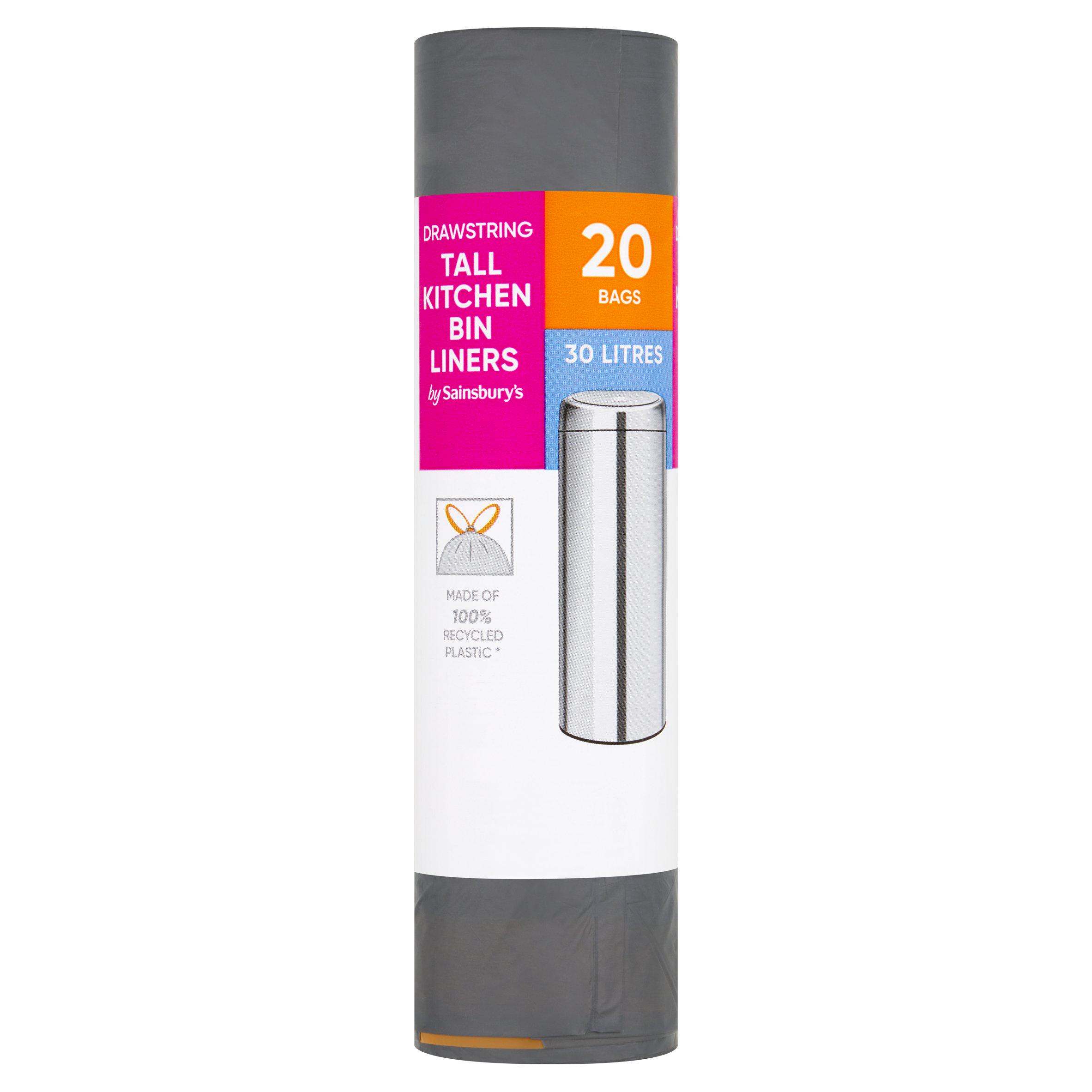 Sainsbury's Drawstring Tall Kitchen Bin Liners x20 30L