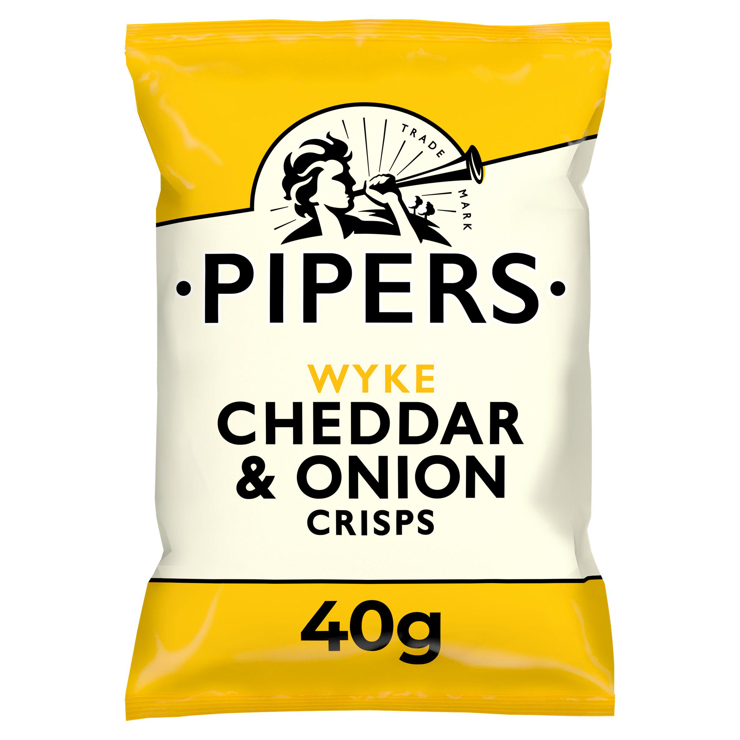 Pipers 40g Lye Cross Cheddar & Onion Crisps