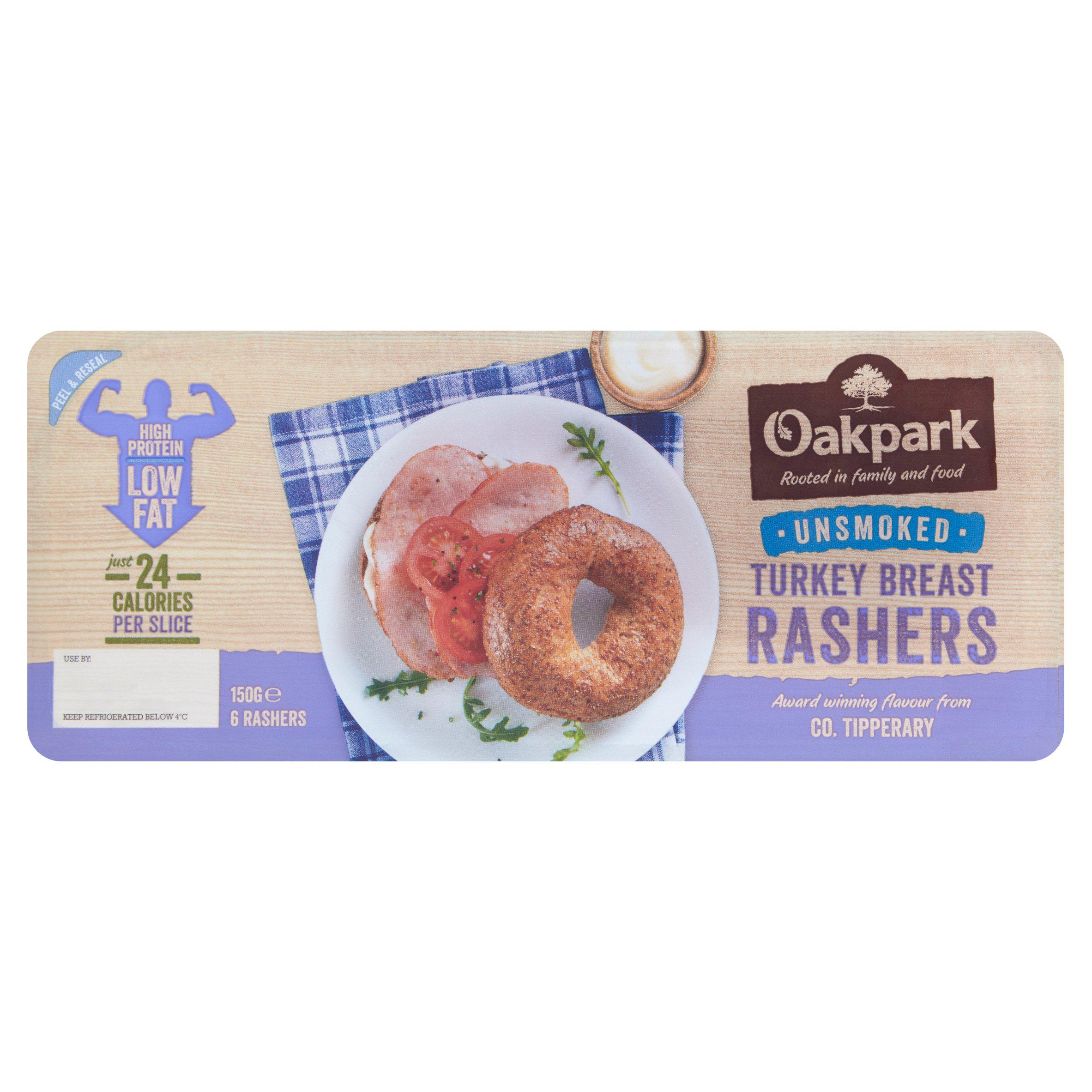 Oakpark Unsmoked Turkey Breast Rashers x6 150g