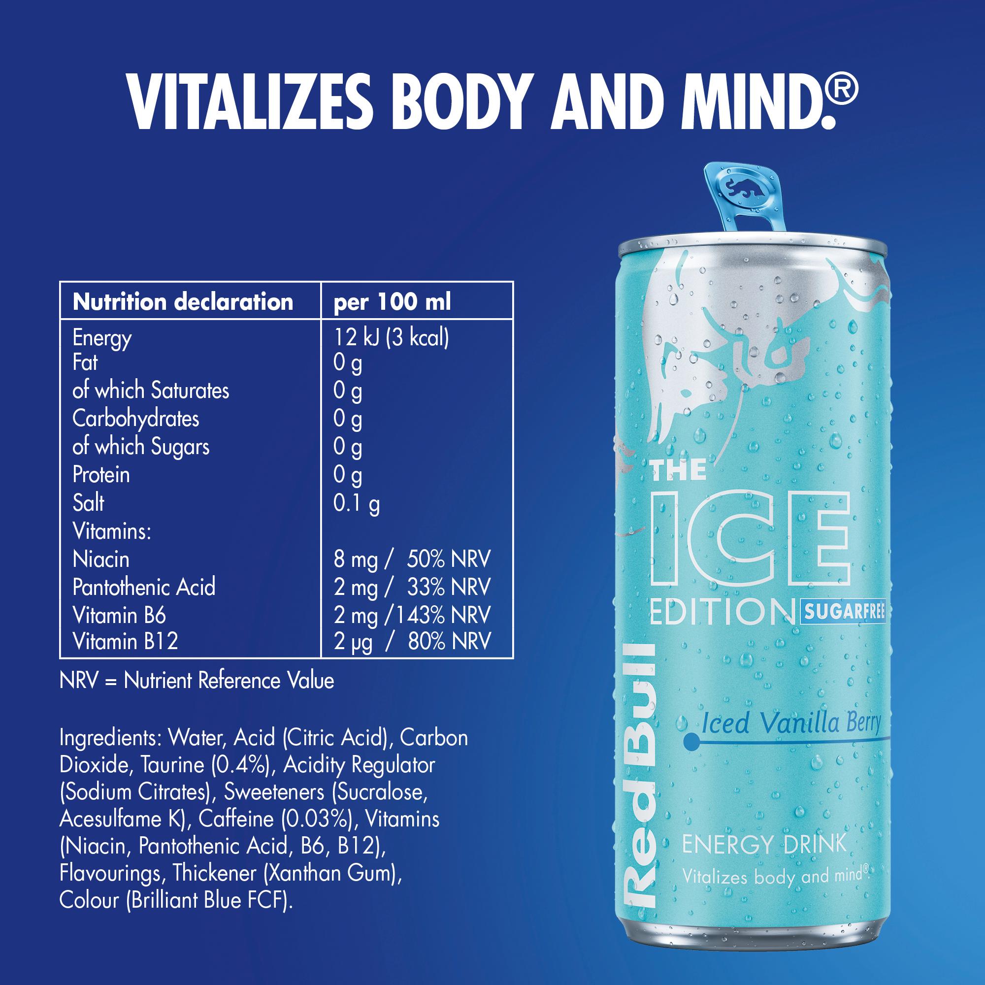Red Bull Energy Drink Sugar Free Iced Vanilla Berry, Ice Edition 4 x 250ml thumbnail 3