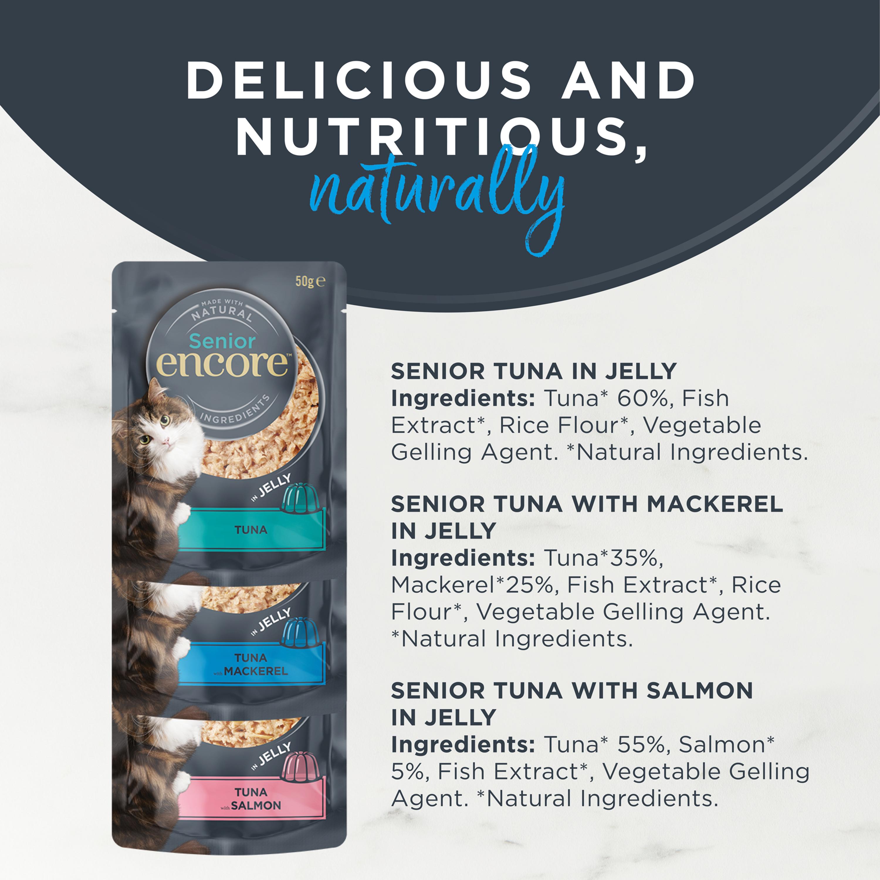 Encore Senior 7+ Fish Selection in Jelly Dry Cat Food 5 x 50g thumbnail 2