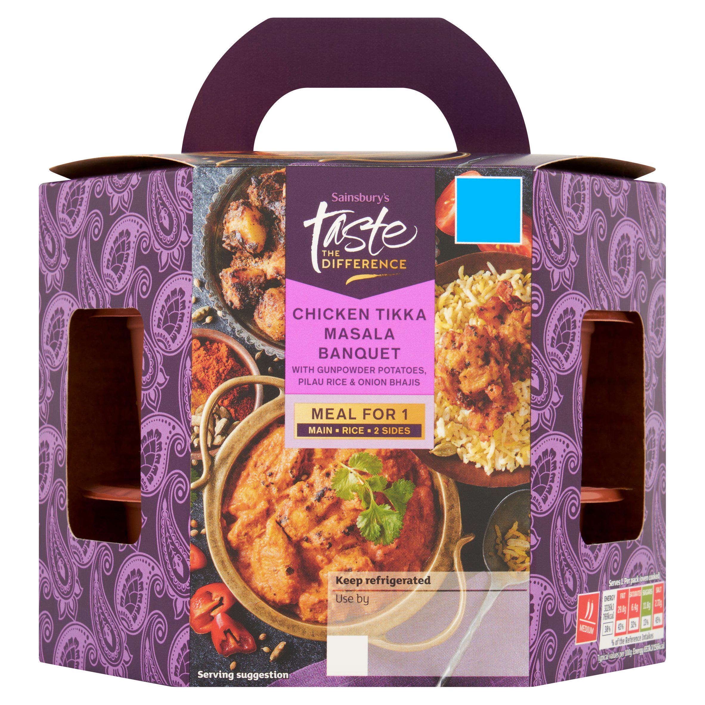 Sainsbury's Indian Chicken Tikka Masala Banquet Ready Meal For 1, Taste the Difference 525g