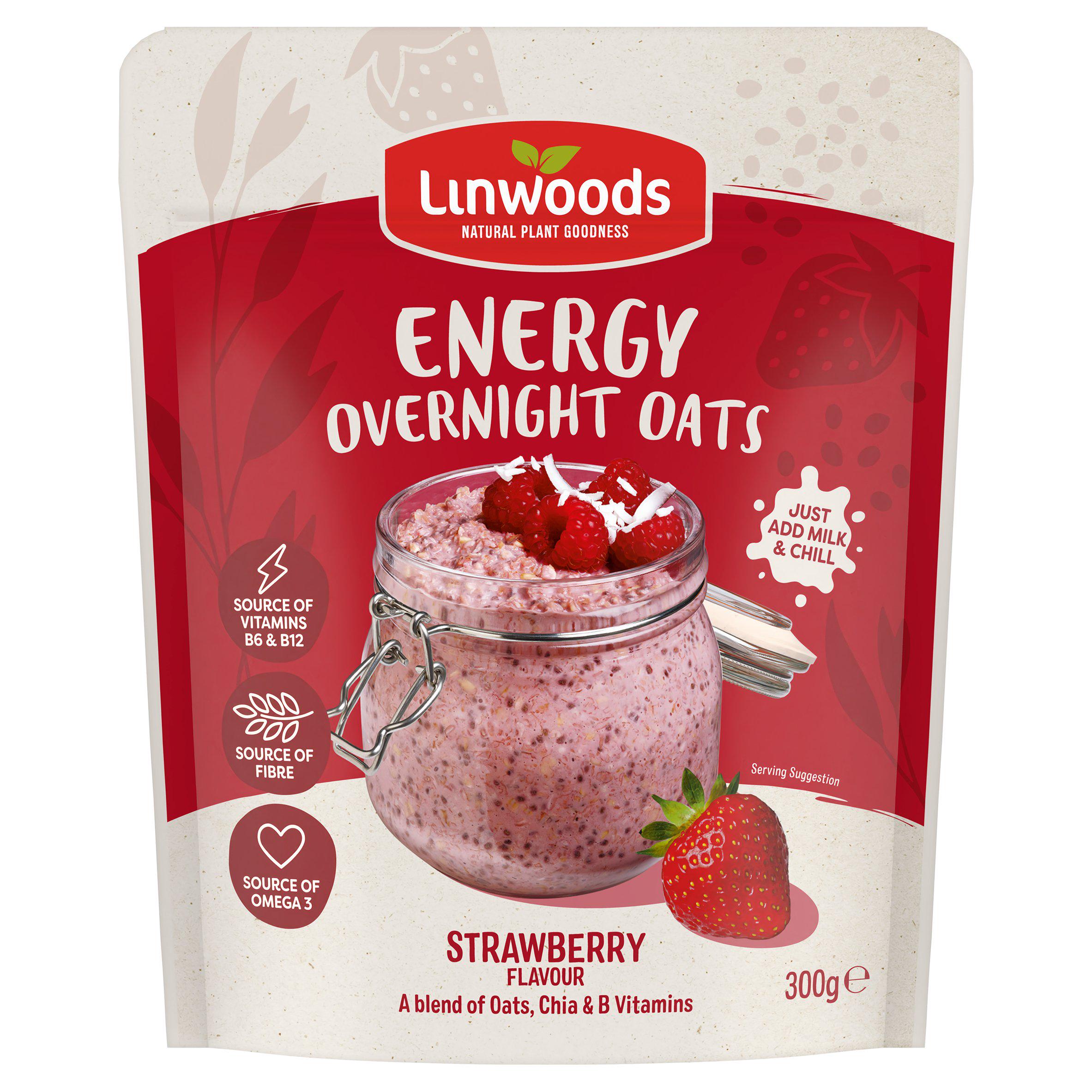 Linwoods Strawberry Flavour Energy Overnight Oats 300g