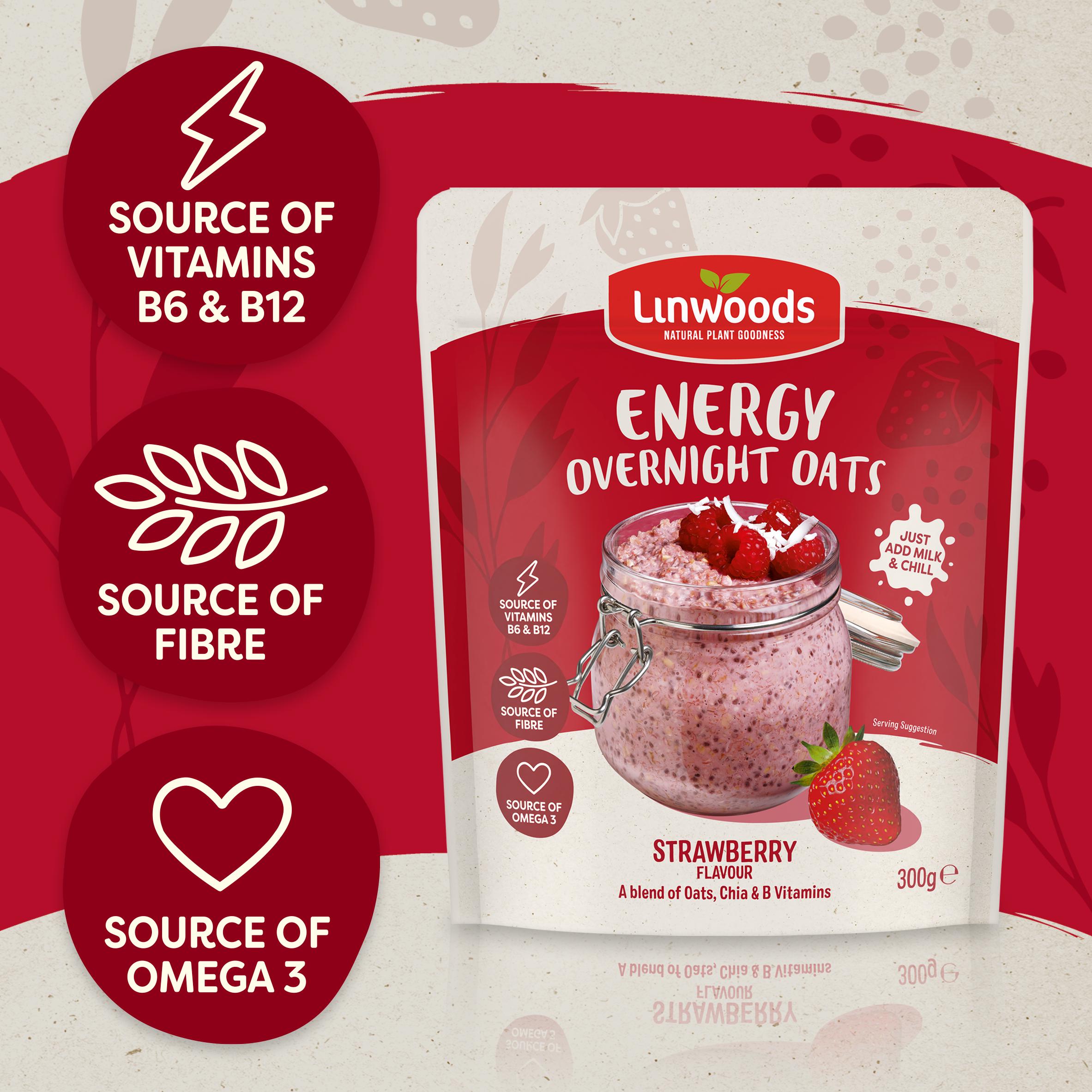 Linwoods Strawberry Flavour Energy Overnight Oats 300g thumbnail 4