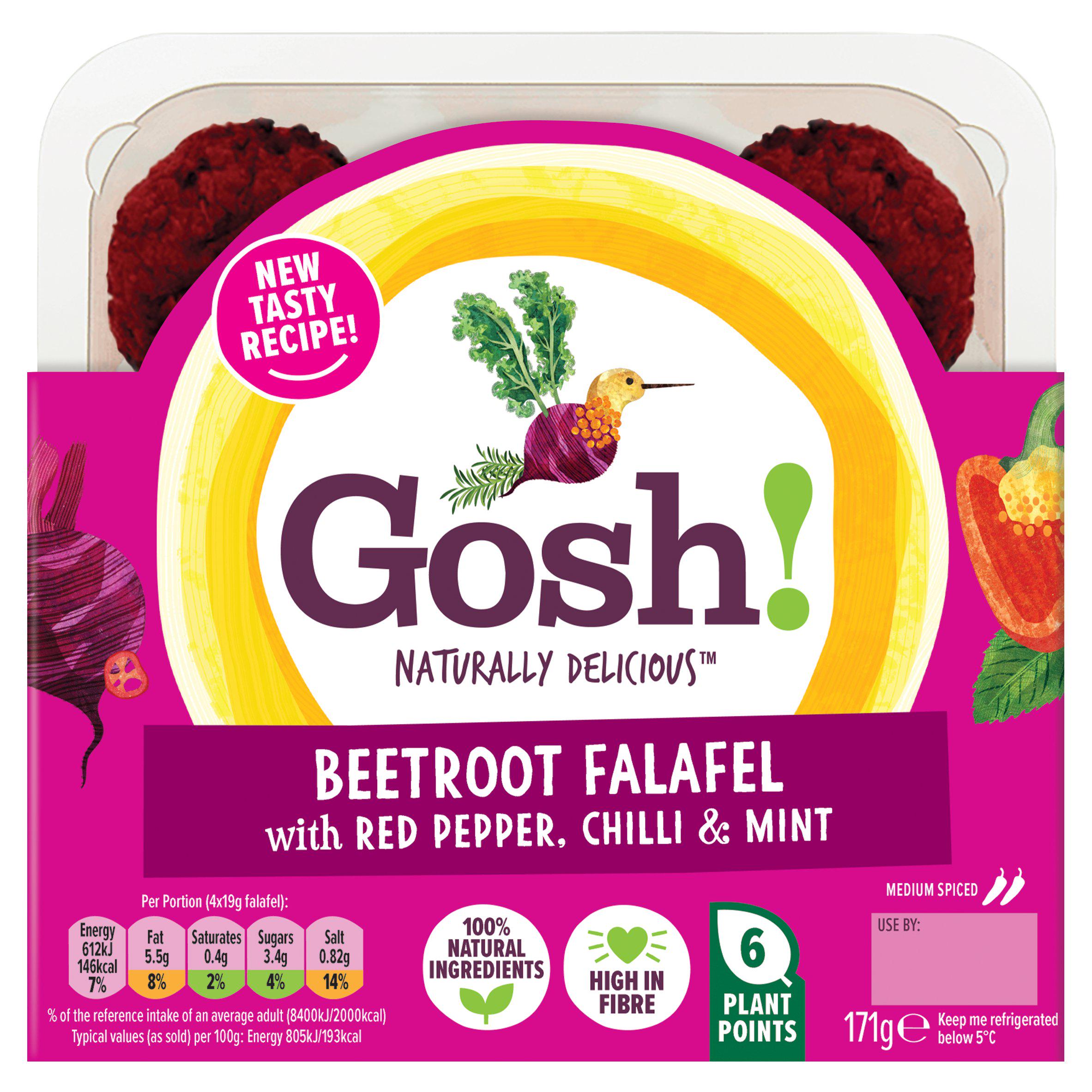 Gosh Beetroot Falafel With Red Pepper And Chli 171G