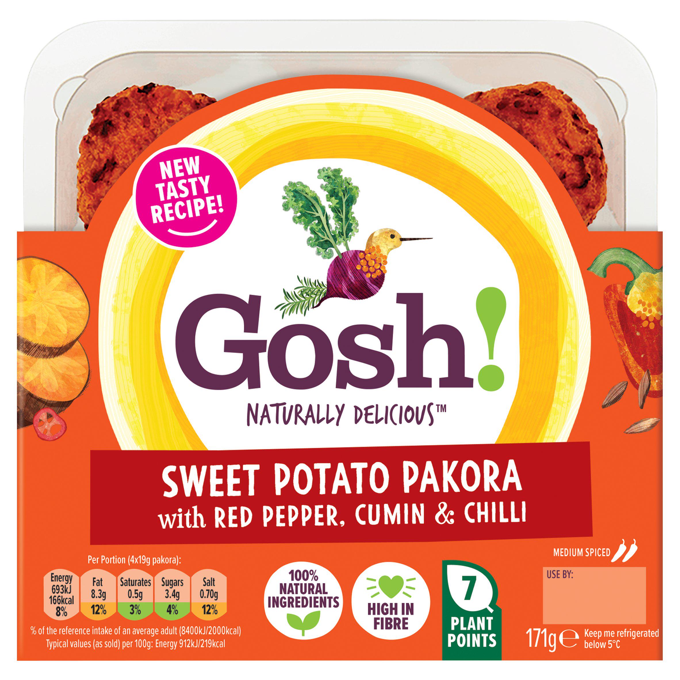 Gosh! Sweet Potato Pakora with Red Pepper, Cumin & Chilli 171g