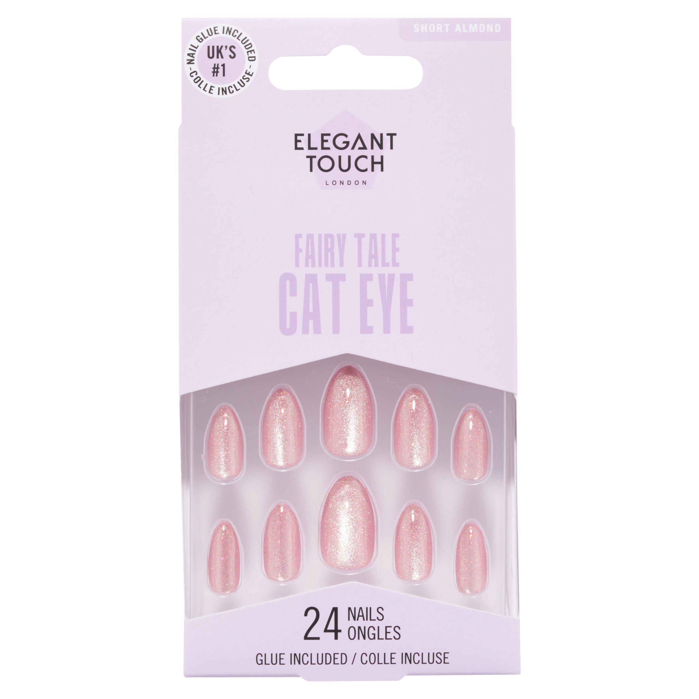 Elegant Touch Fairy Tale Cat Eye Short Almond False Nails Aurora