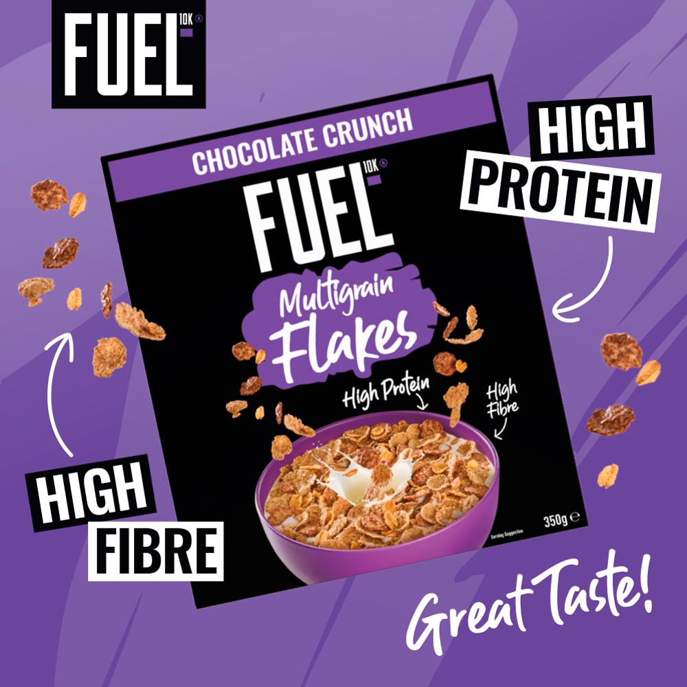 FUEL10K Chocolate Multigrain Flakes High Protein Breakfast Cereal 350g thumbnail 2