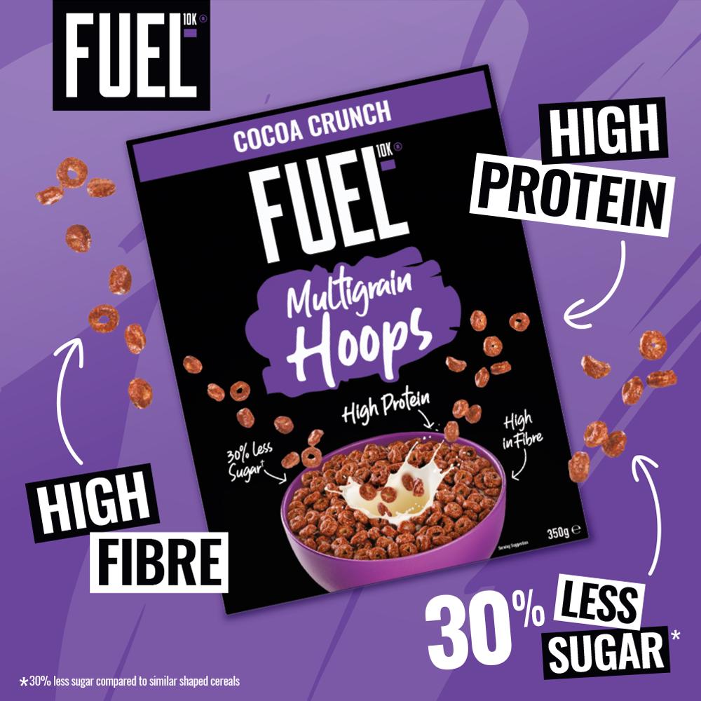 FUEL10K Chocolate Multigrain Hoops High Protein Breakfast Cereal 350g thumbnail 2