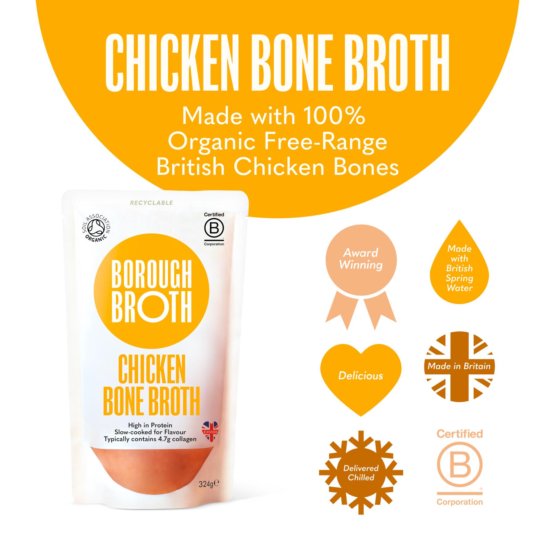 Borough Broth Chicken Free Range Organic Bone Broth 324g thumbnail 2