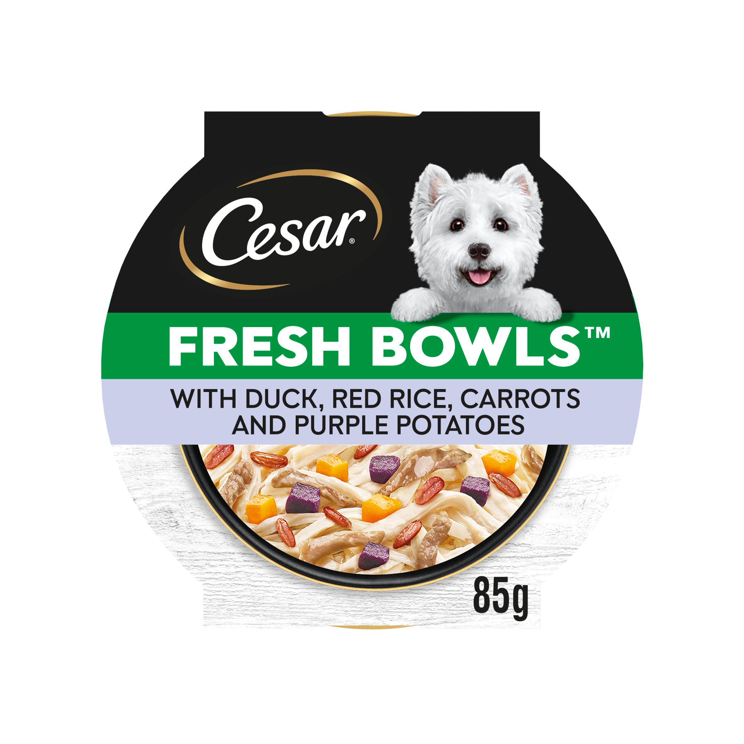 CESAR Wet Dog Food Fresh bowls with Duck Red Rice Carrots and Purple Potatoes in Gravy 85g