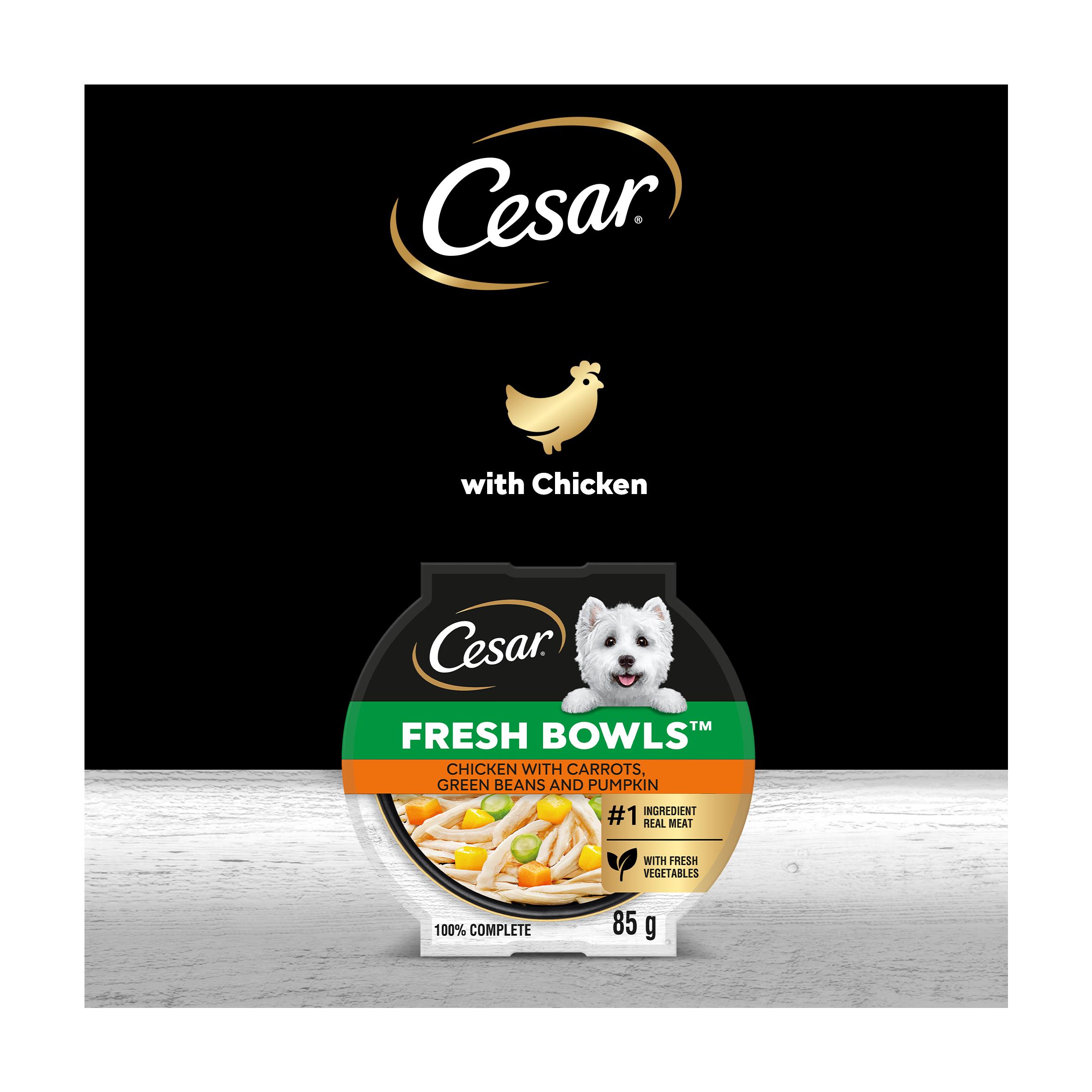 Cesar Fresh Bowl Adult Wet Dog Food with Chicken, Carrots, Beans, Pumpkin in Gravy 85g thumbnail 5