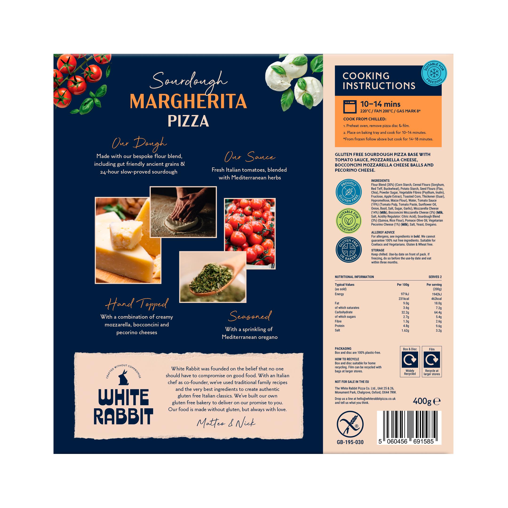 White Rabbit Gluten Free Sourdough Margherita Pizza 400g thumbnail 3
