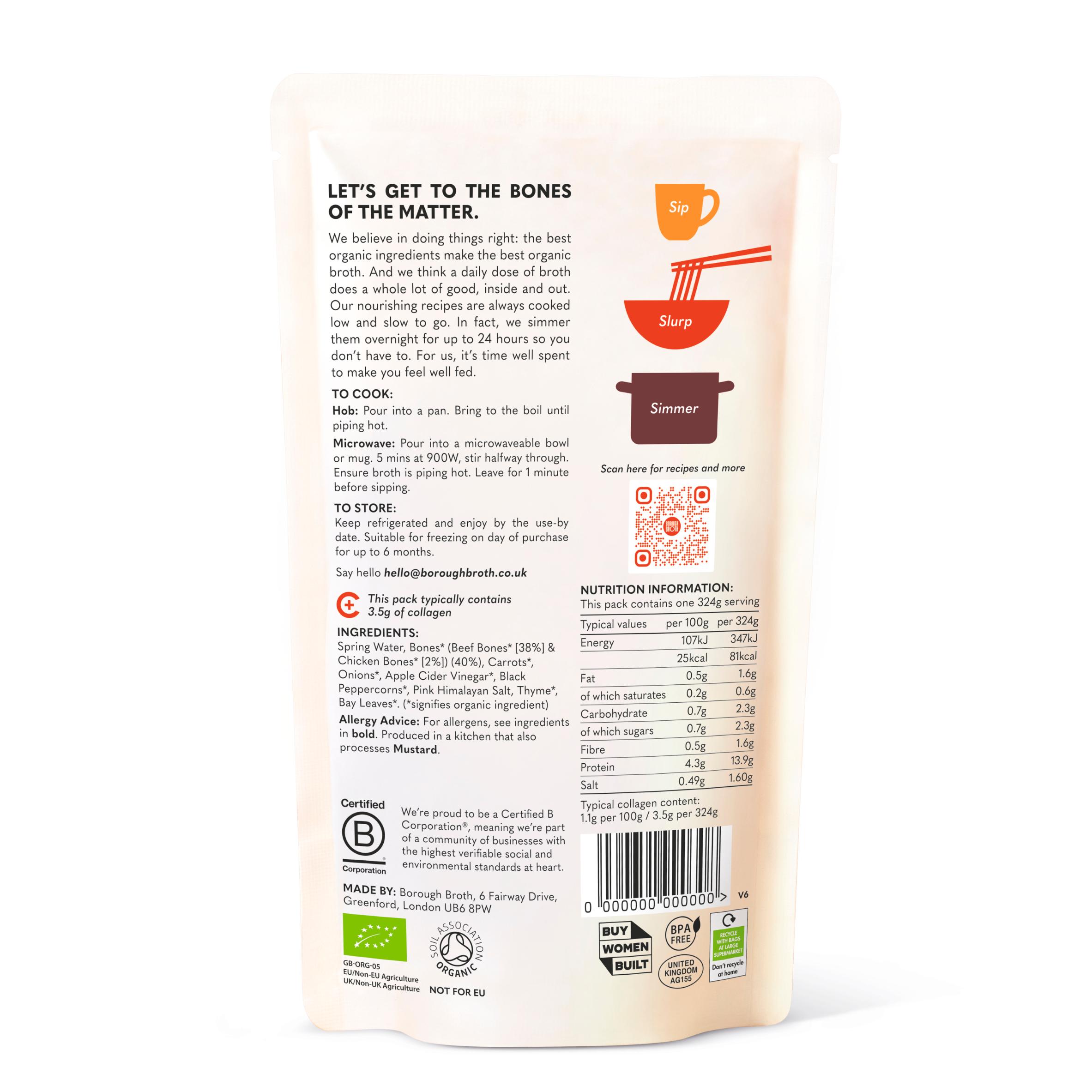 Borough Broth Grass Fed Organic Beef Bone Broth 324g thumbnail 3