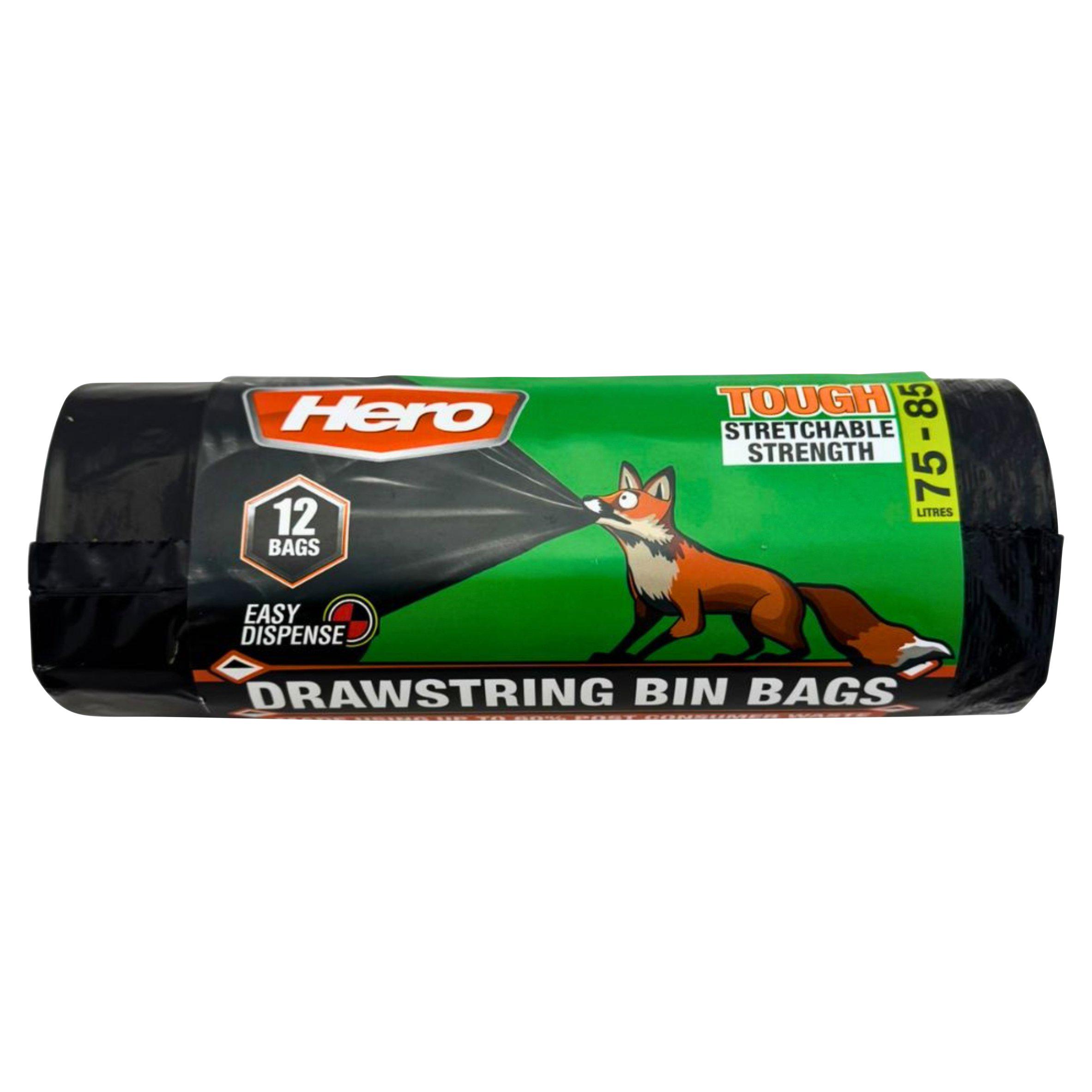 Hero Drawstring Bin Bags x12 75-85L