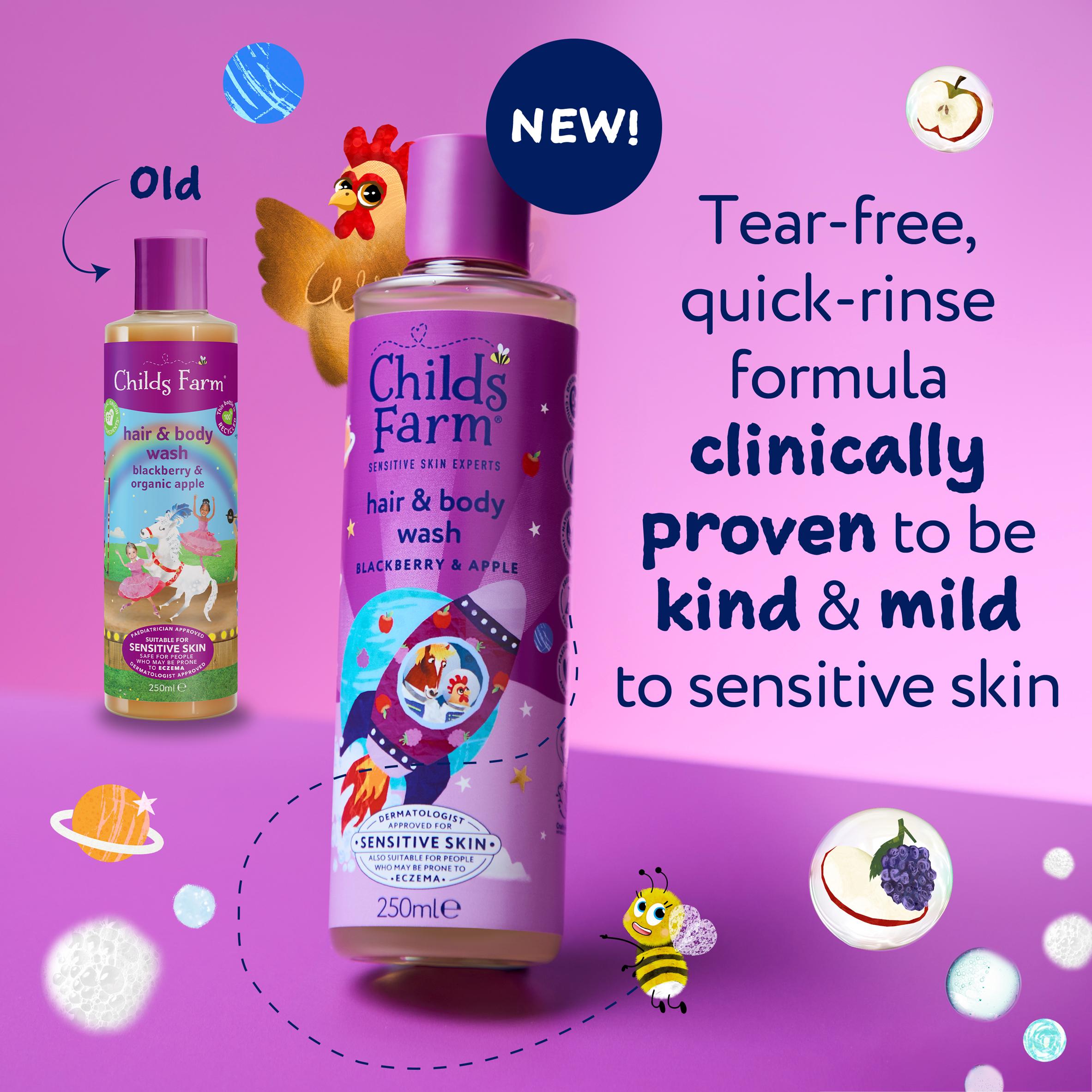 Childs Farm Blackberry & Apple Hair & Body Wash Gentle Tear Free Formula for Kids Babies & Sensitive Skin 250ml thumbnail 2