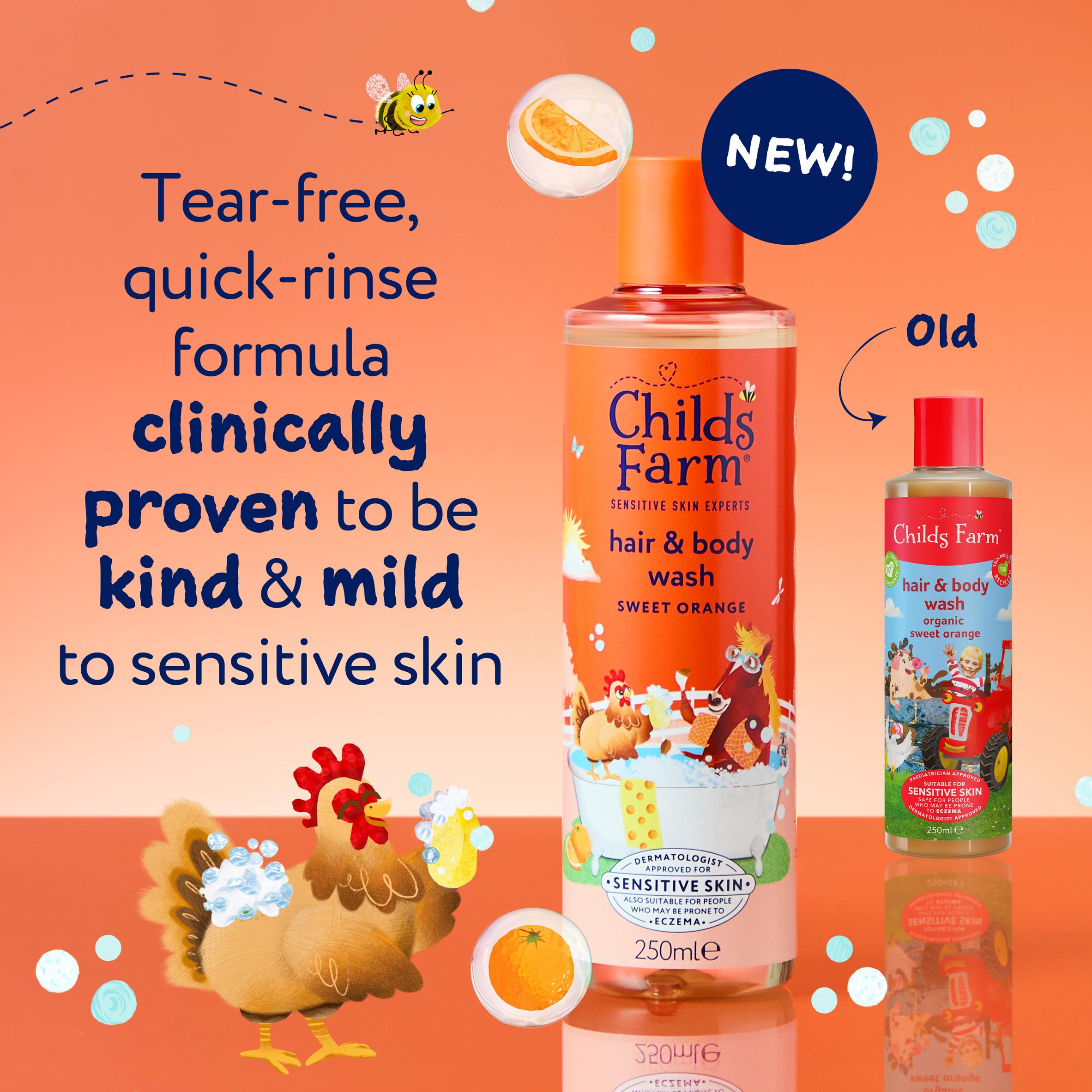 Childs Farm Sweet Orange Hair & Body Wash Gentle Tear Free Formula for Kids Babies & Sensitive Skin 250ml thumbnail 2