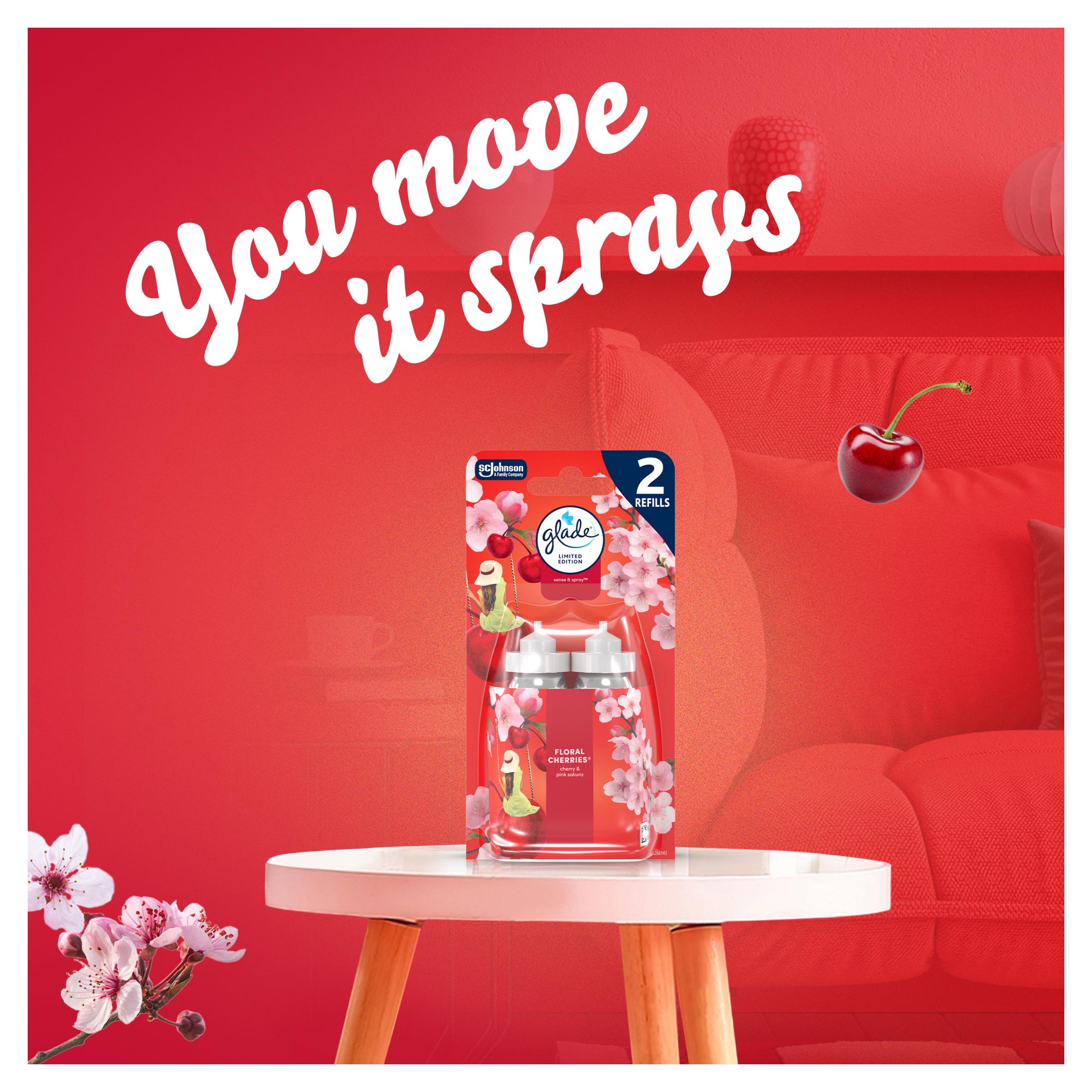 Glade Sense & Spray Air Freshener Twin Refill Floral Cherries 2 x 18ml thumbnail 4
