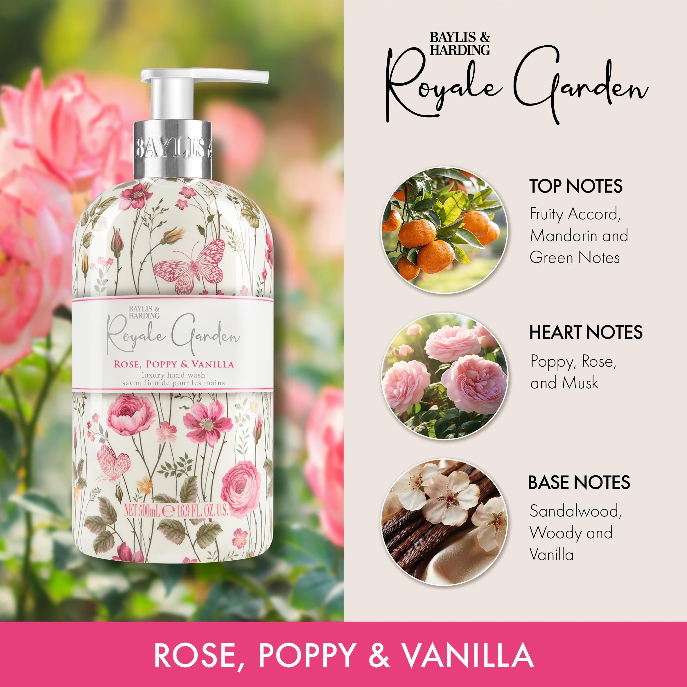 Baylis & Harding Royale Garden Rose, Poppy & Vanilla Luxury Hand Wash, Limited Edition 500ml thumbnail 2
