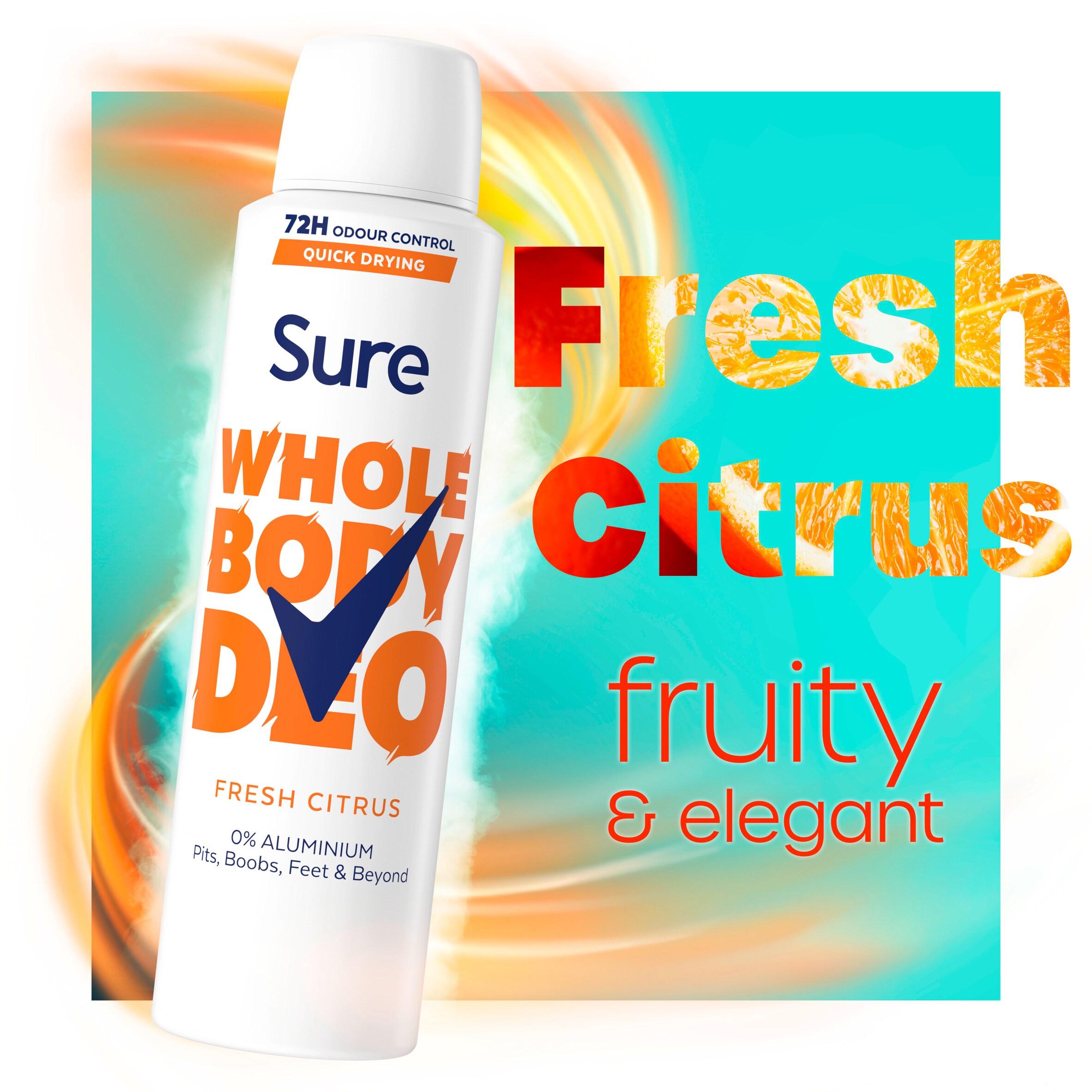 Sure Women Fresh Citrus Whole Body Deodorant Spray 72h Odour Control 150ml thumbnail 2