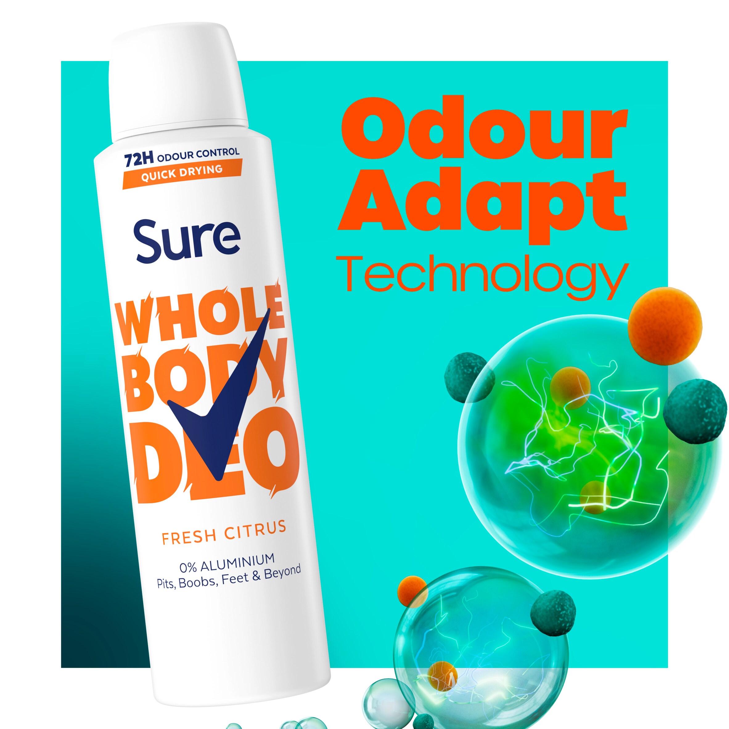 Sure Women Fresh Citrus Whole Body Deodorant Spray 72h Odour Control 150ml thumbnail 3
