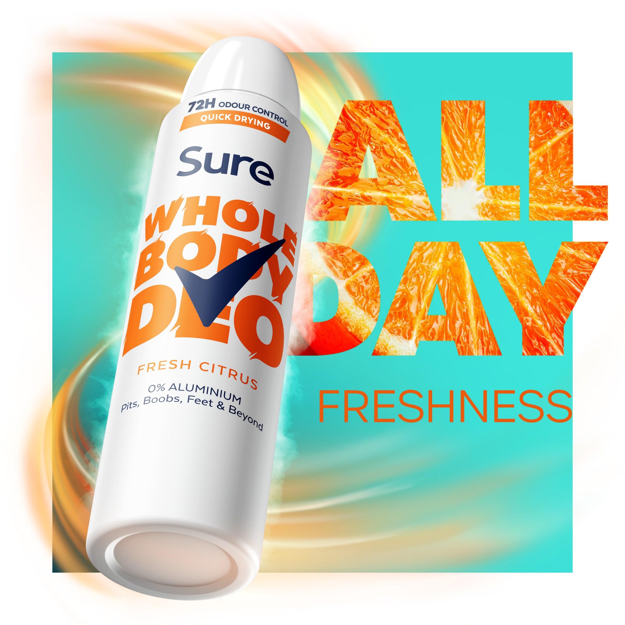 Sure Women Fresh Citrus Whole Body Deodorant Spray 72h Odour Control 150ml thumbnail 4