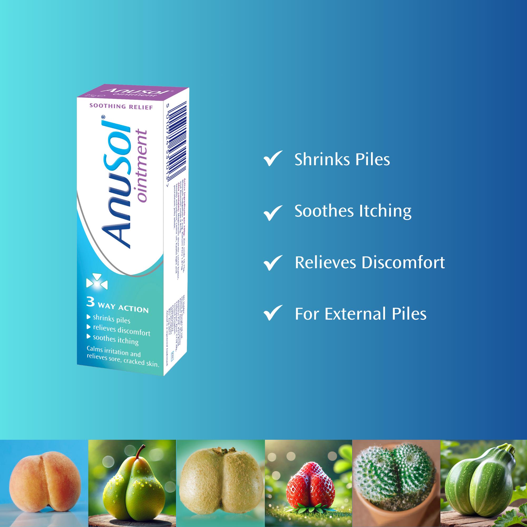 Anusol Ointment for Hemorrhoids & Piles Treatment 25g thumbnail 2