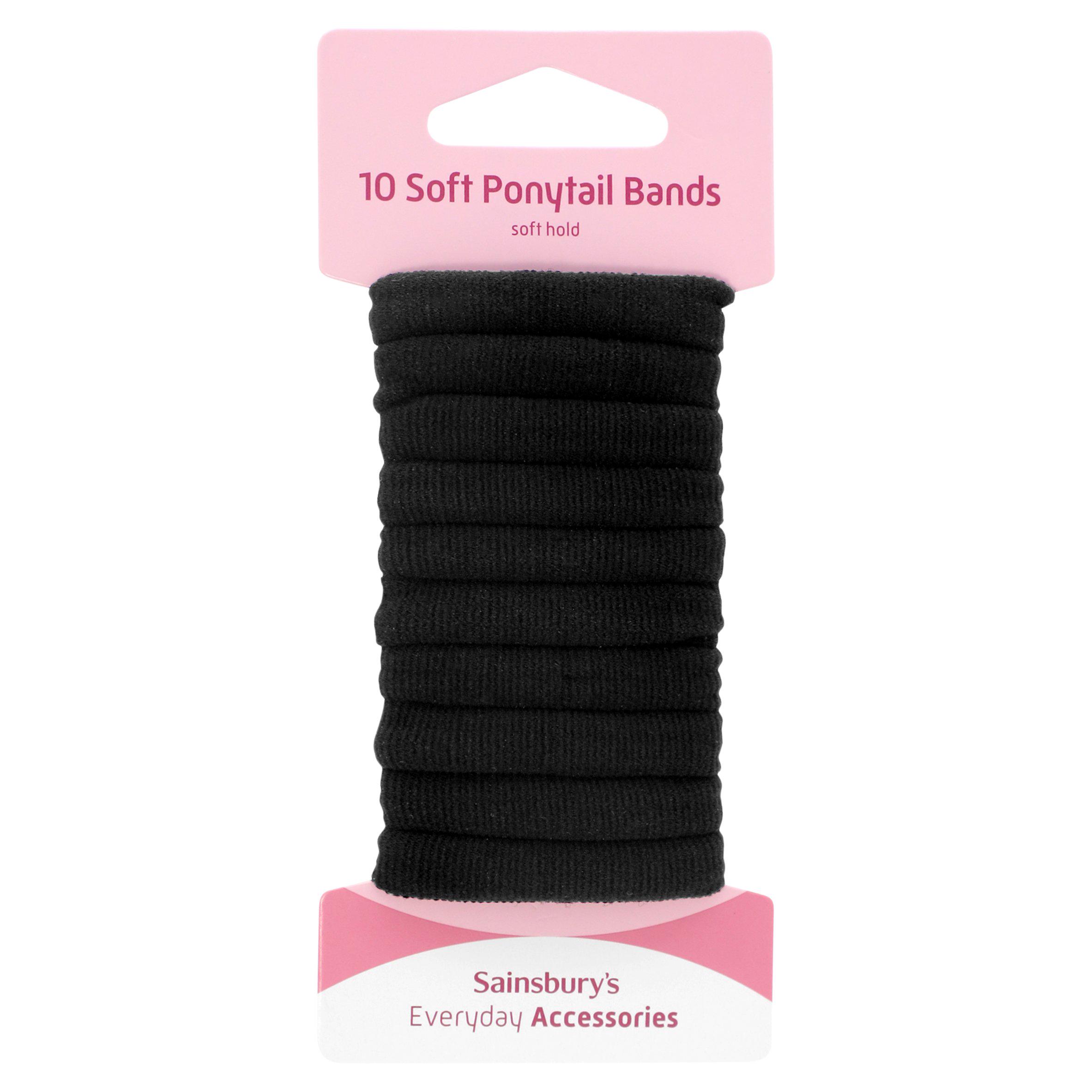 Sainsbury's Soft Ponytail Bands Black x10