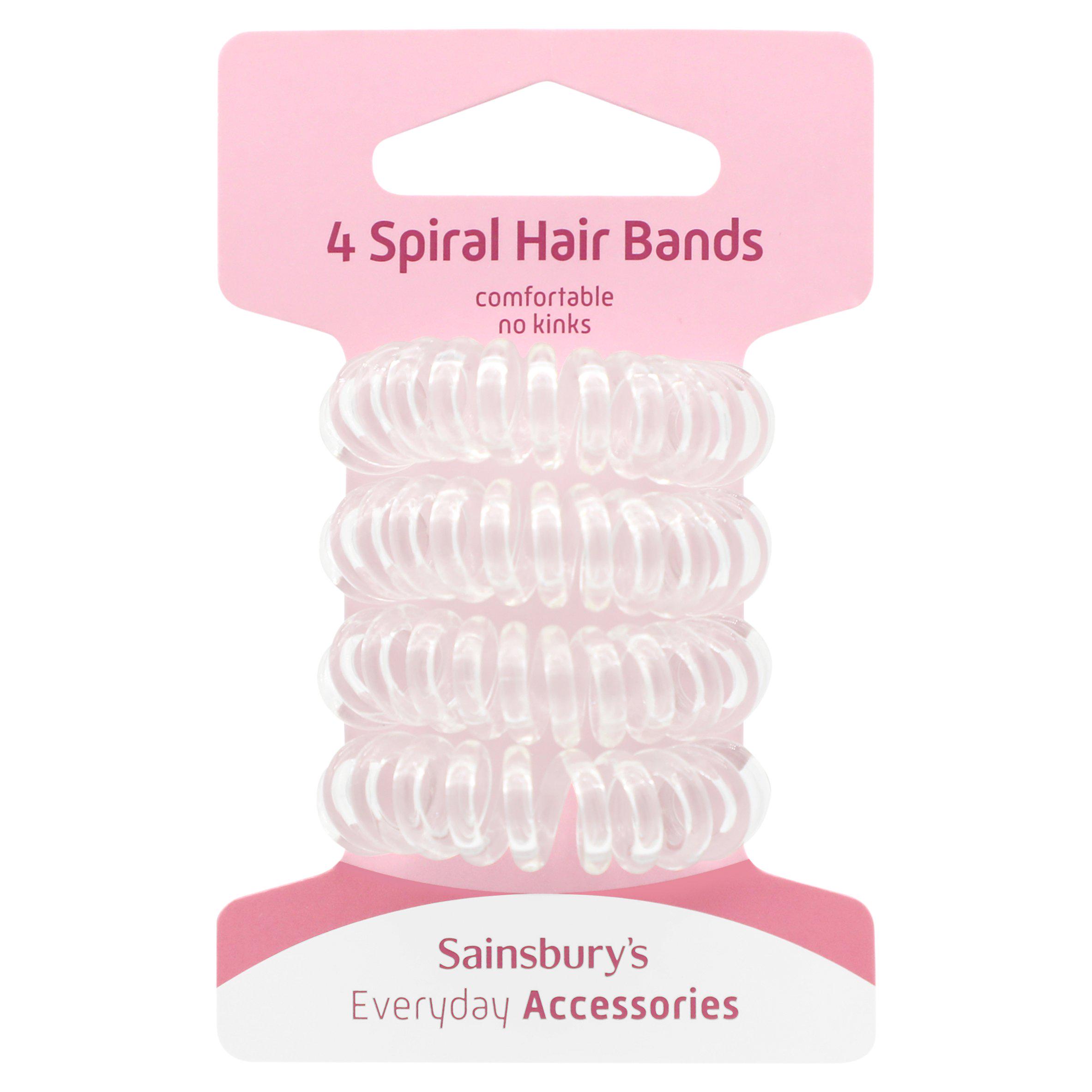 Sainsbury's Spiral Hair Ties Clear x4