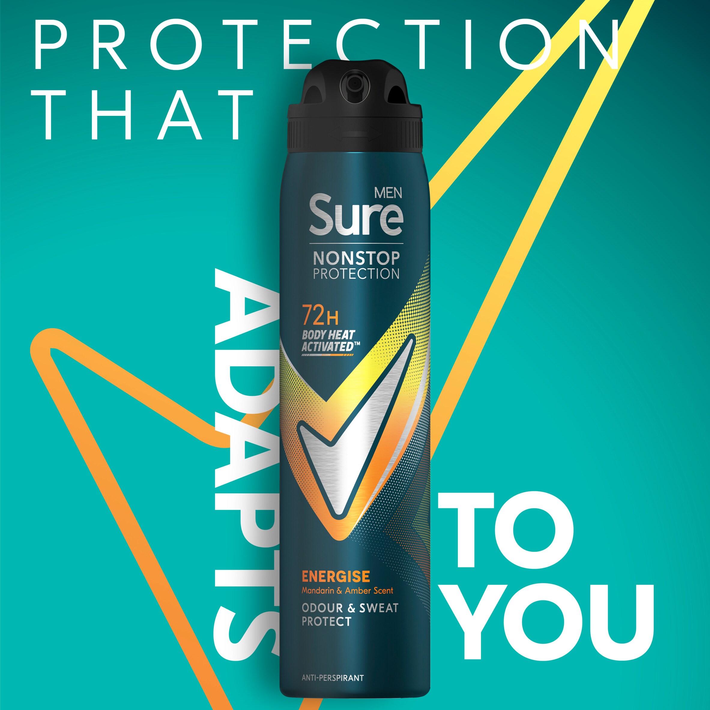 Sure Men Nonstop Protection Anti Perspirant Aerosol Deodorant Energise 250ml thumbnail 2