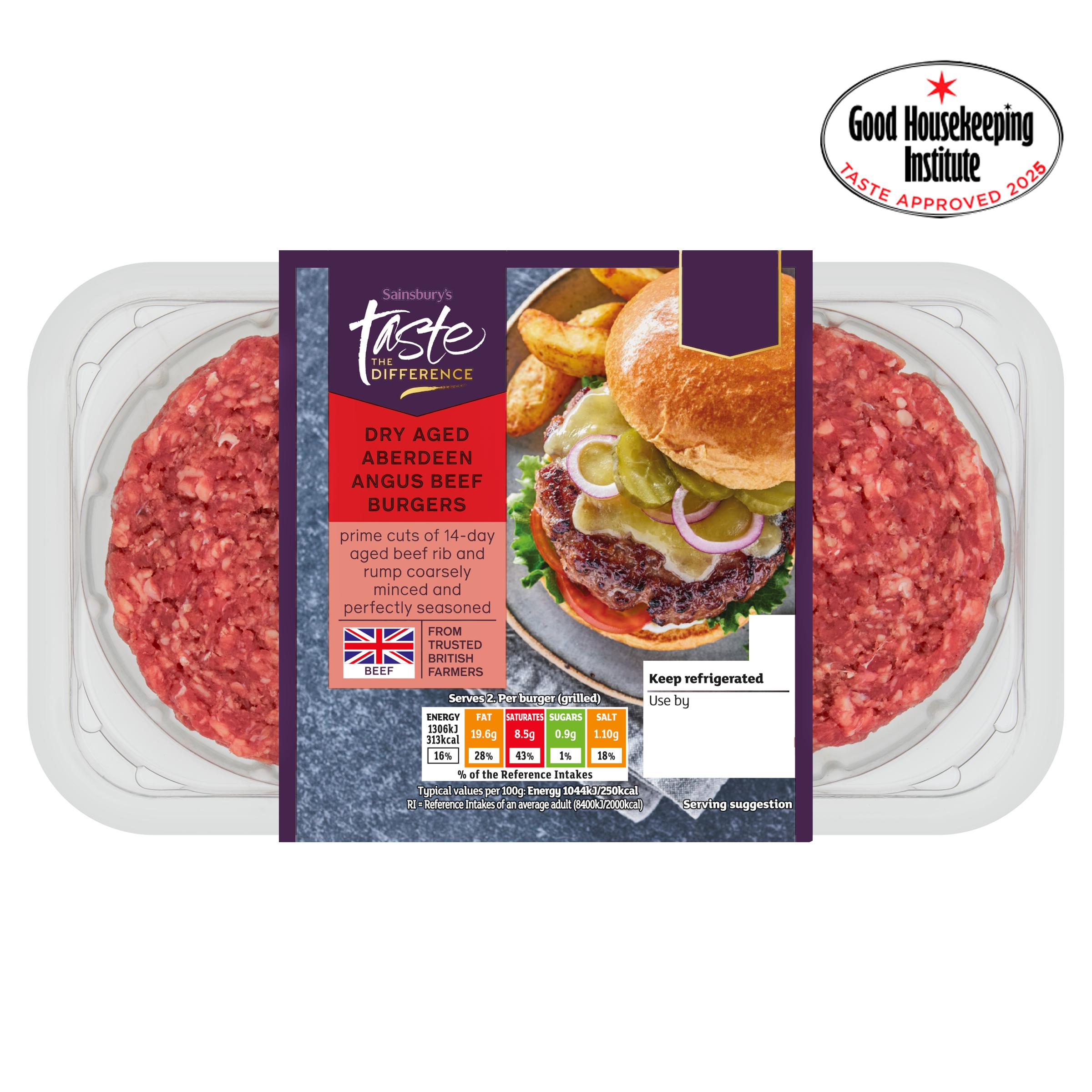 Sainsbury's 2 Dry Aged Aberdeen Angus Beef Burgers, Taste the Difference 340g thumbnail 2